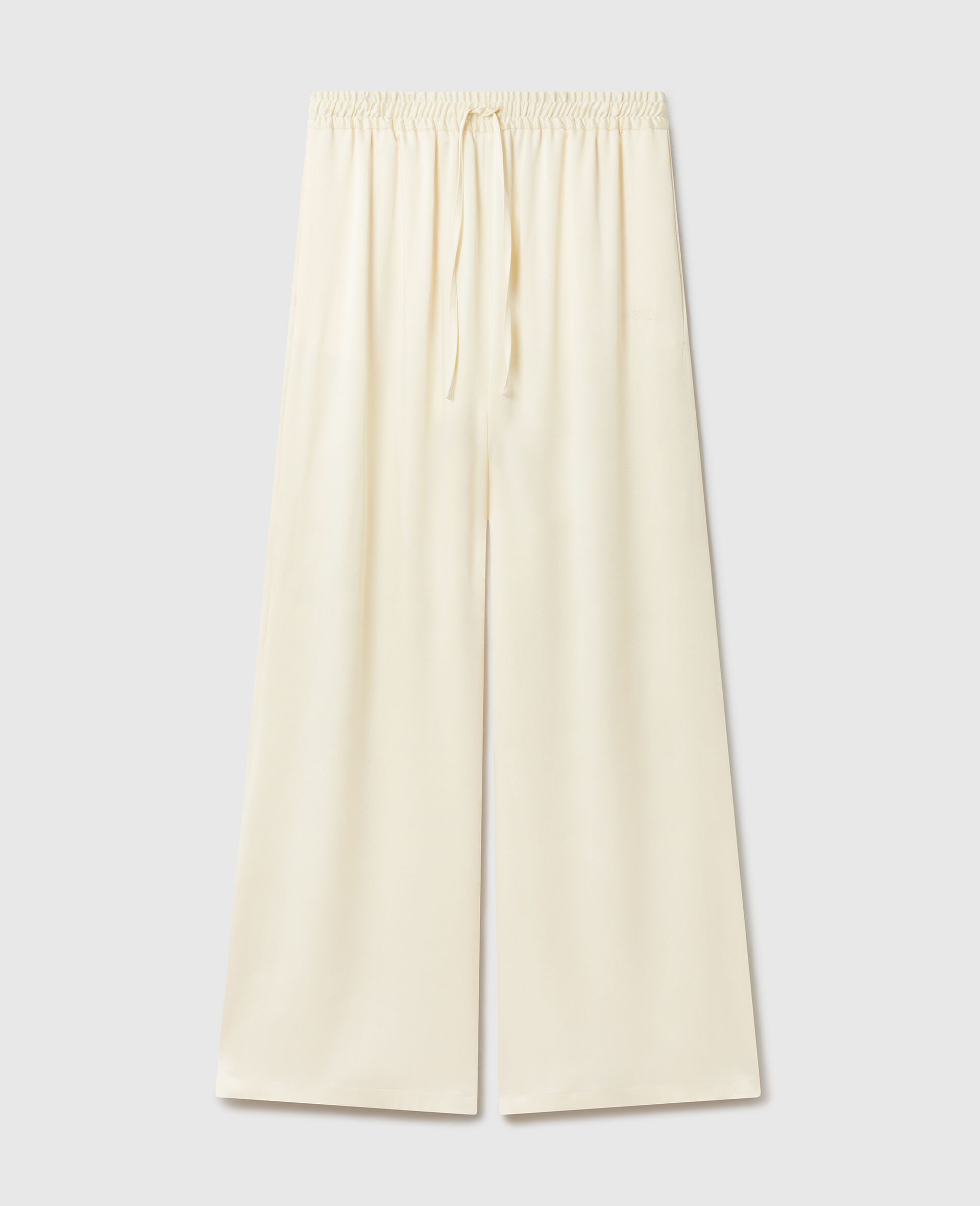 Oversized Drawstring Satin Trousers-Yellow-medium