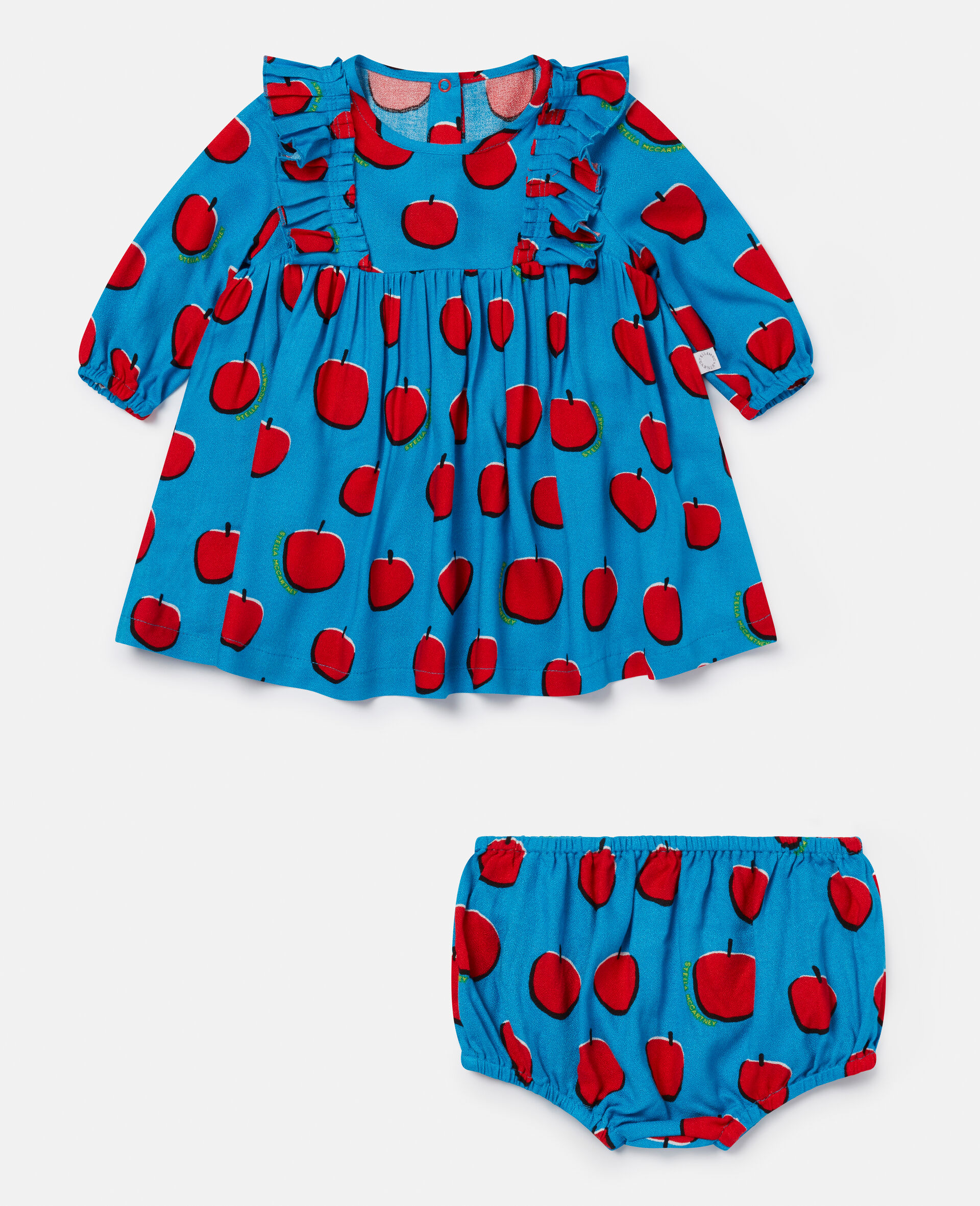 Apple Print Crepe Dress-Blue-large image number 0