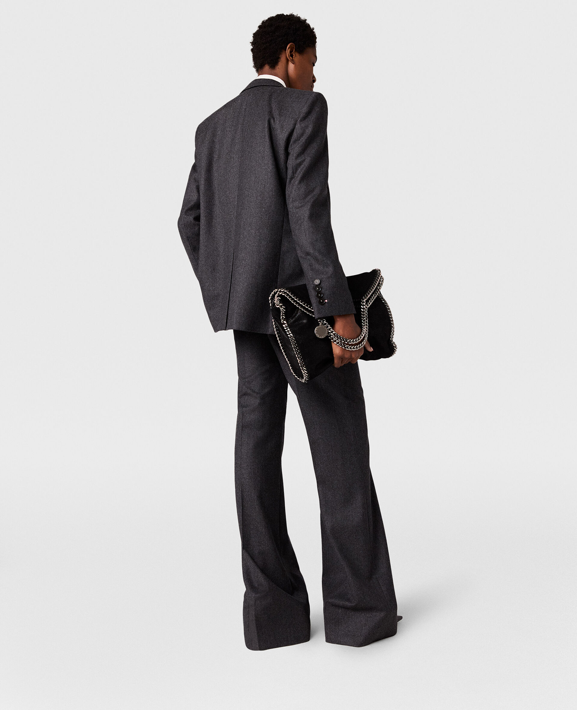 Pantalon evase a taille basse-Gris-large image number 4