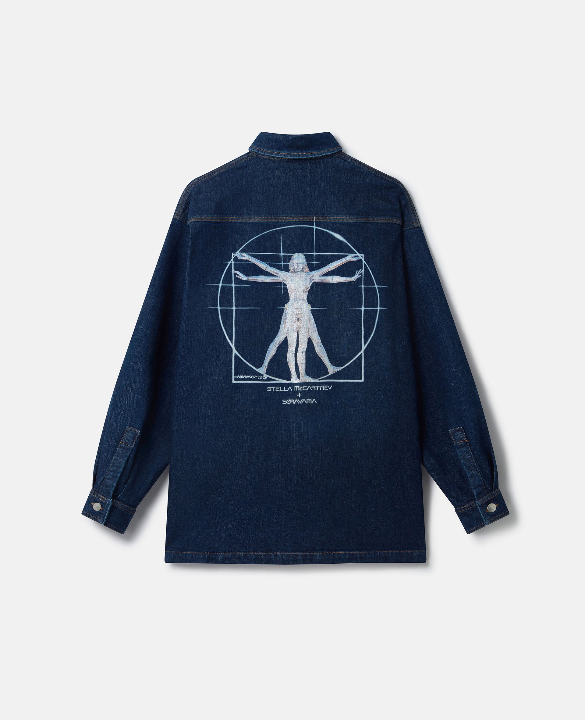 Platinum Dream Embroidered Oversized Denim Shirt-Blue-large Platinum Dream Embroidered Oversized Denim Shirt-Blue-large image number 1
