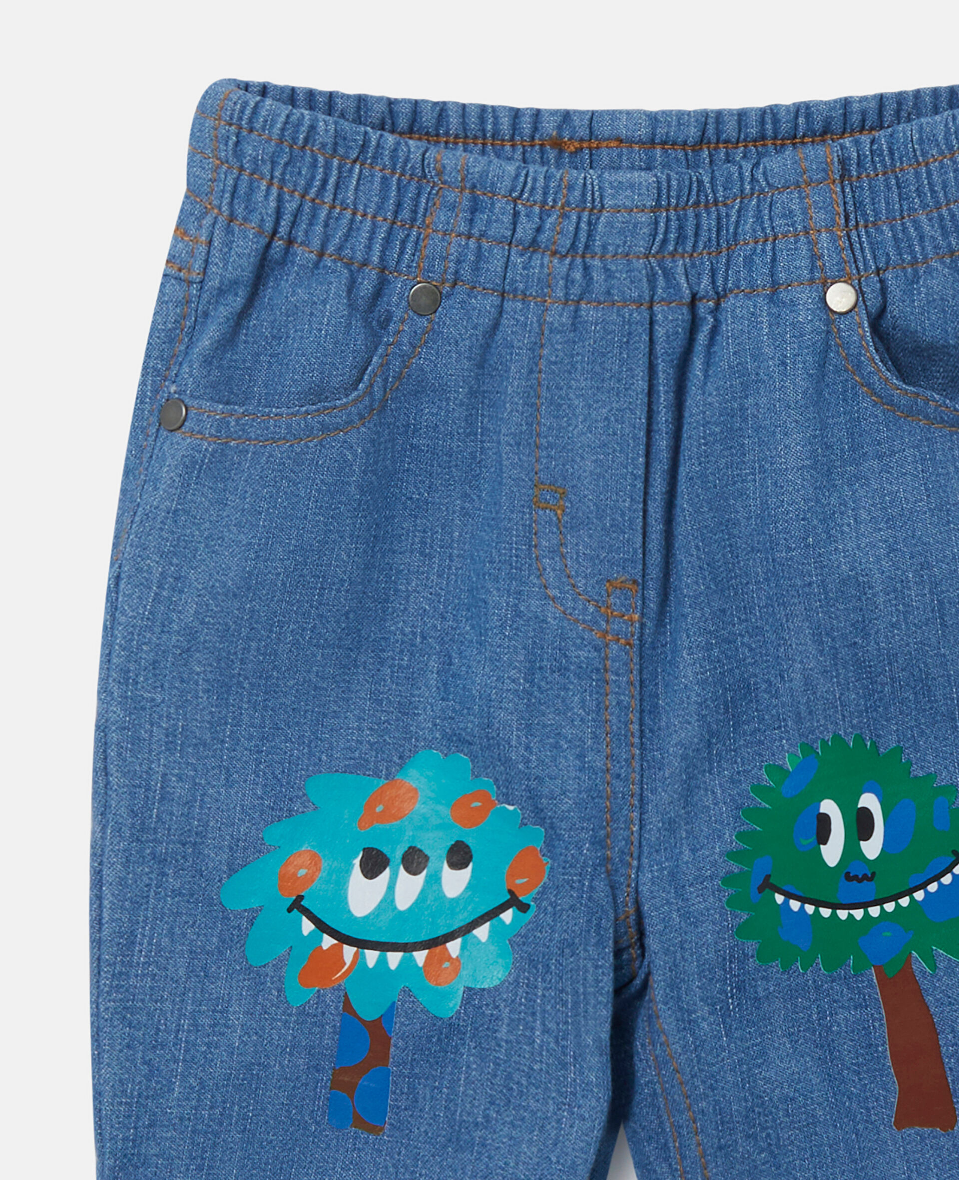 怪兽脸膝盖贴片婴儿牛仔裤-Multicolored-large image number 1