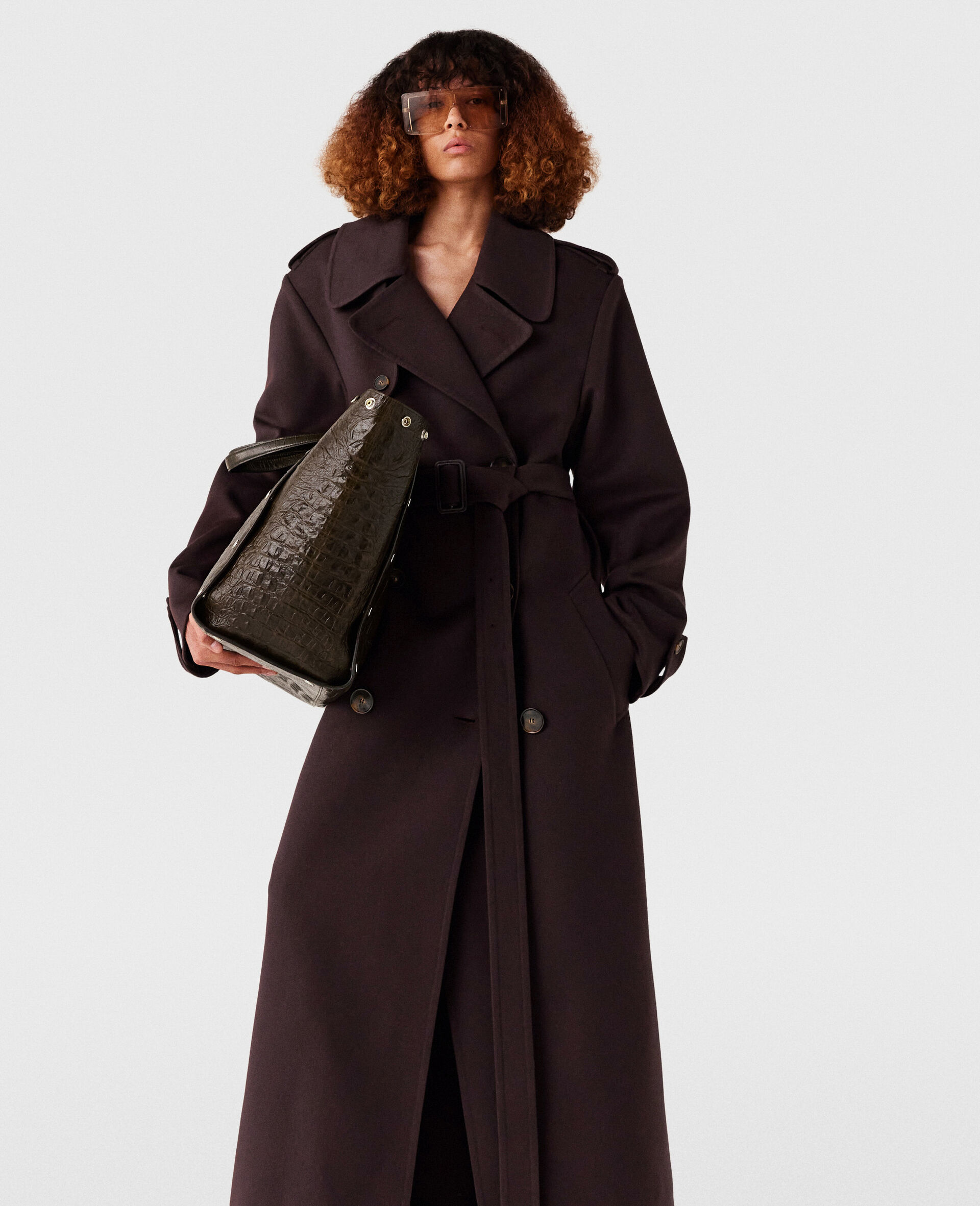 Double-Faced Belted Trench Coat-Brown-large Double-Faced Belted Trench Coat-Brown-large image number 5