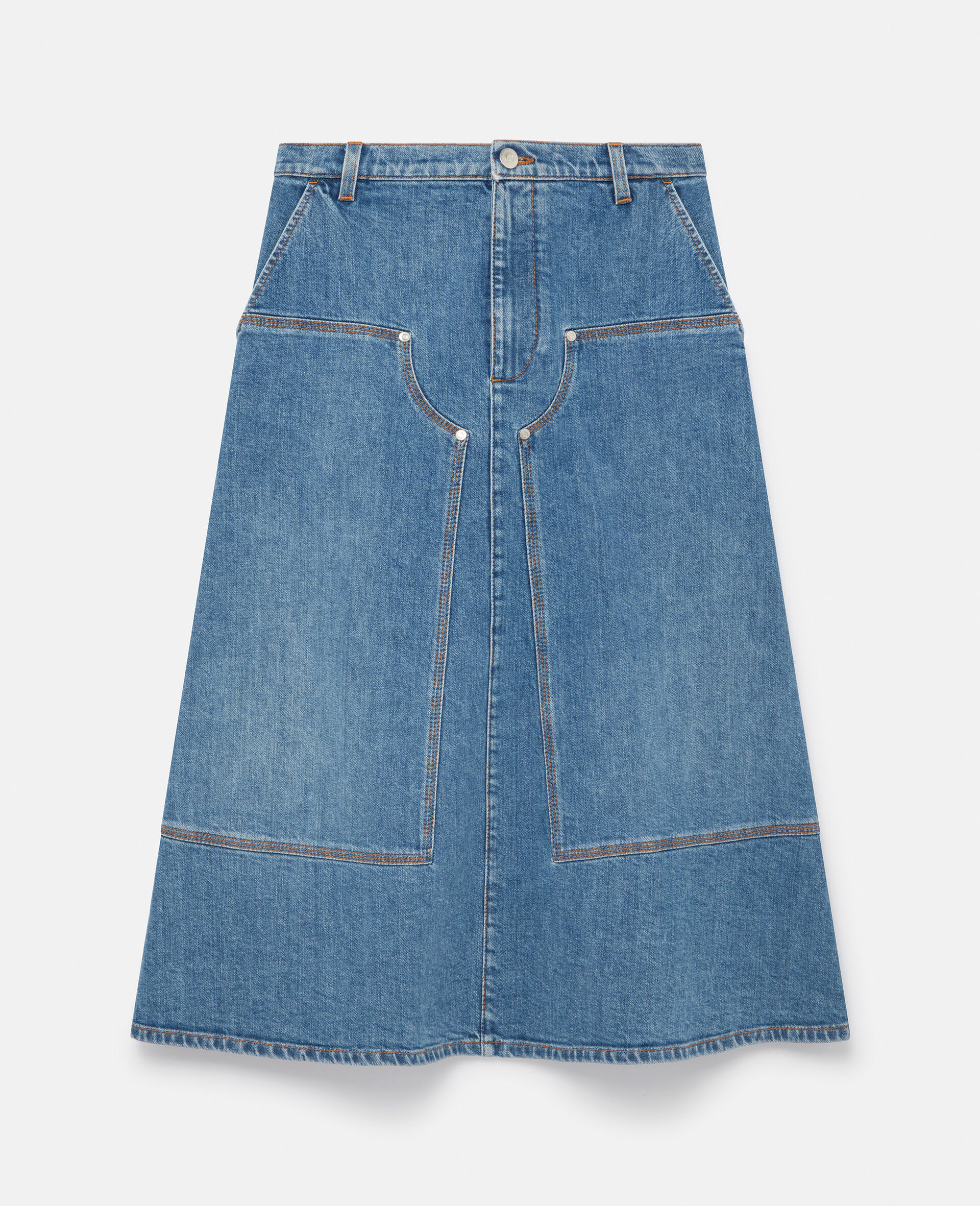 Utility Denim Skirt-Blue-large