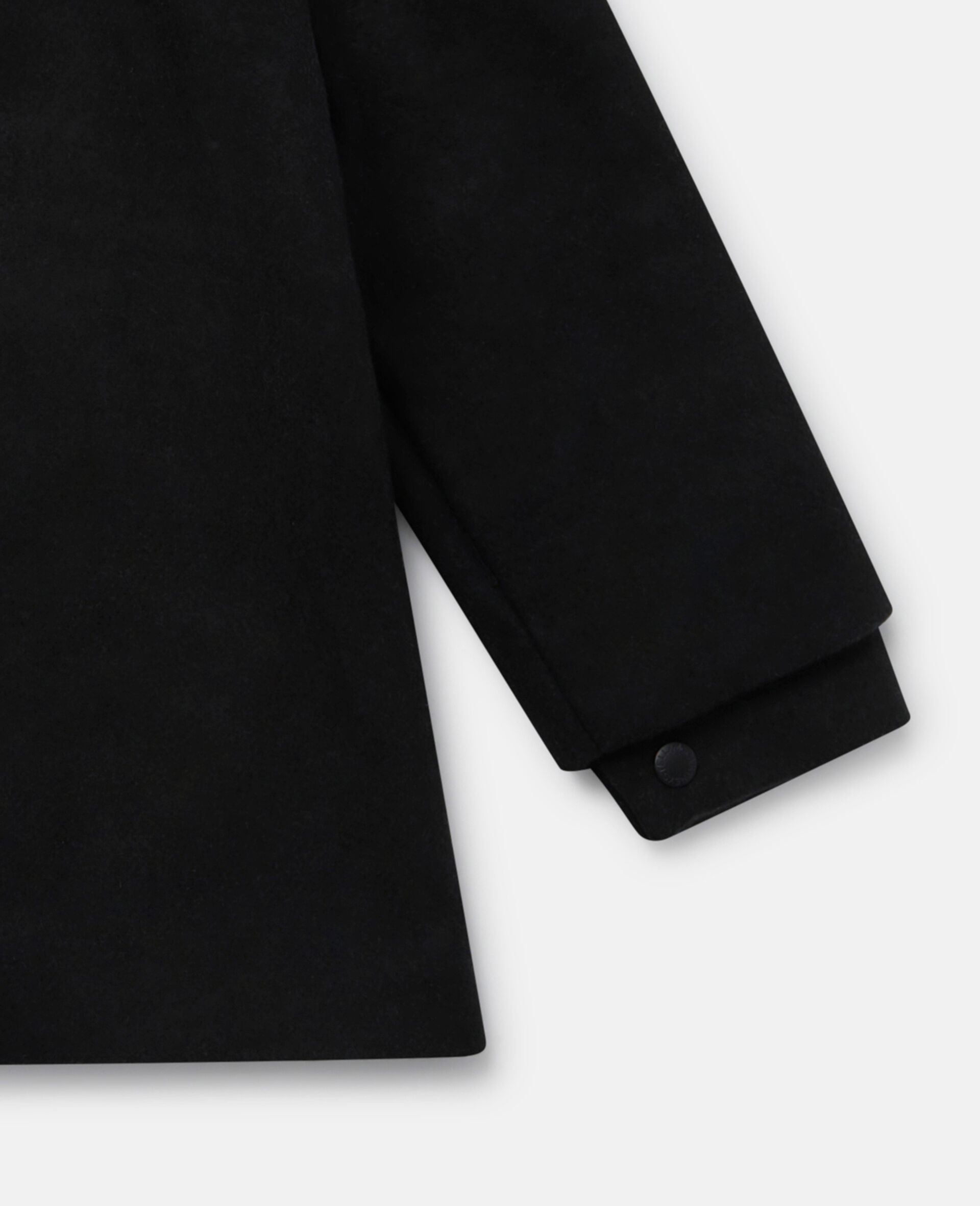 郁金香刺绣连帽粗呢大衣-黑色-large image number 3