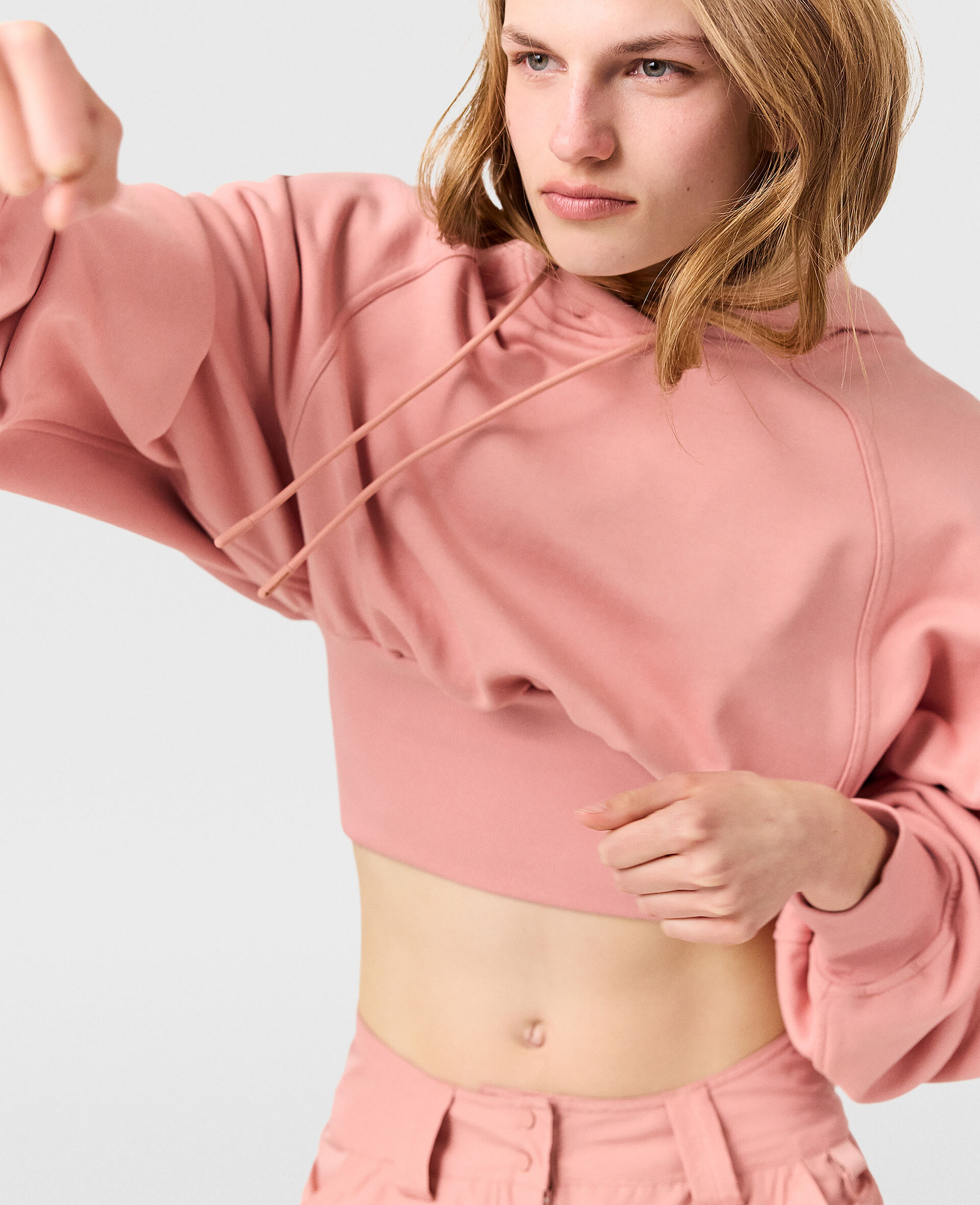 Logo Cropped Hoodie-Pink-large image number 5