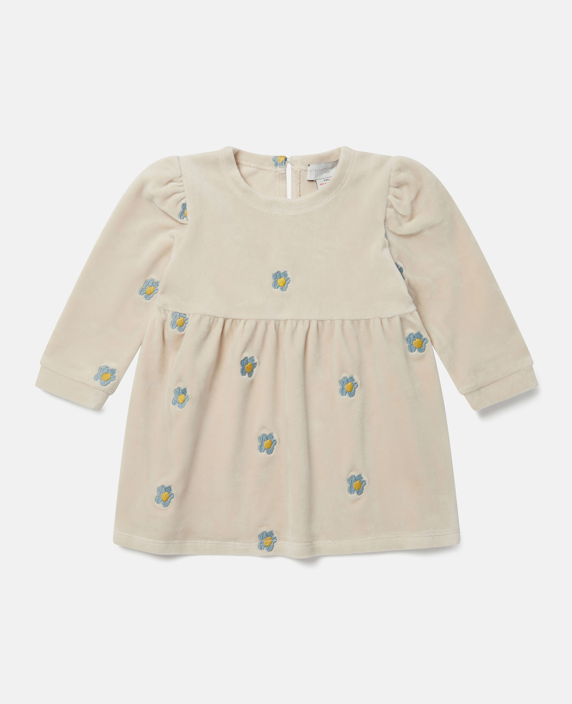 Daisy Embroidered Velour Fleece Dress-Beige-large image number 0