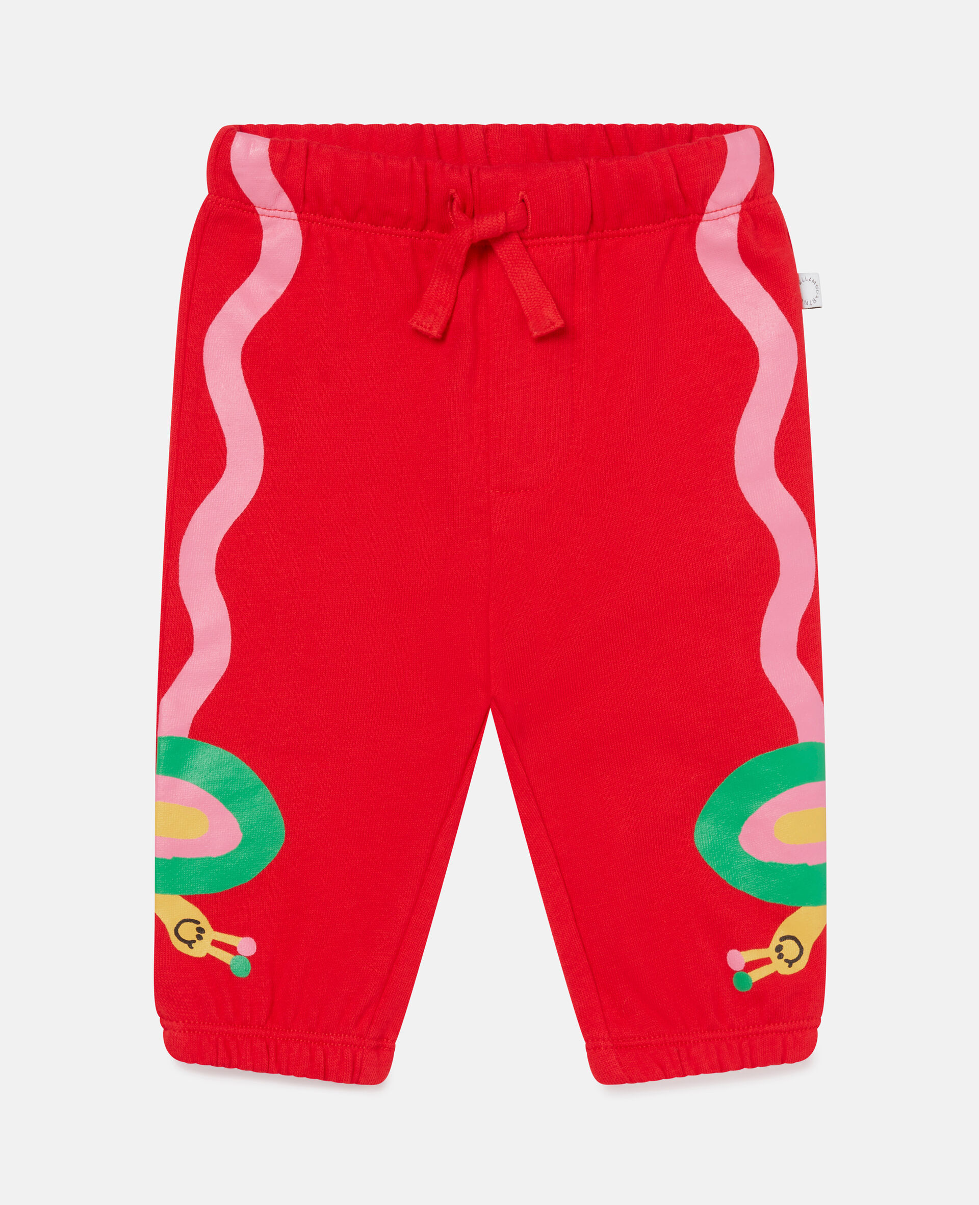 Cotton Fleece Snail Print Joggers-Red-large image number 0