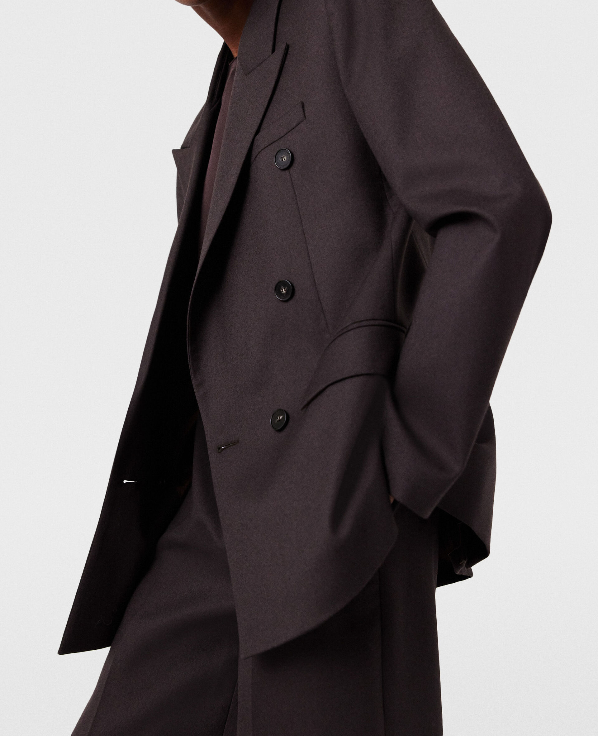 Blazer Doppiopetto in Lana-Marrone-large image number 2