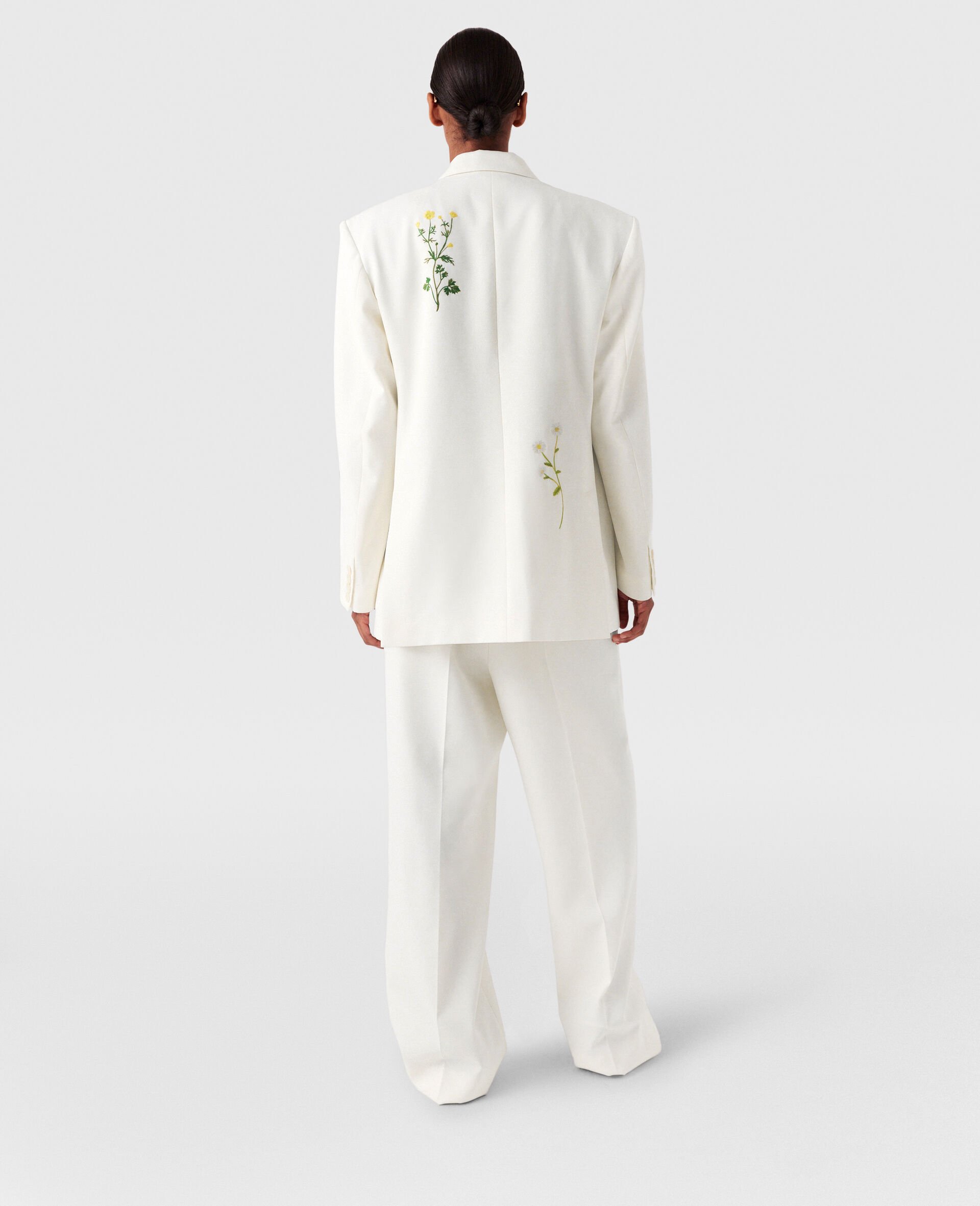 Oversized Floral Double-Breasted Blazer-Cream-large image number 4