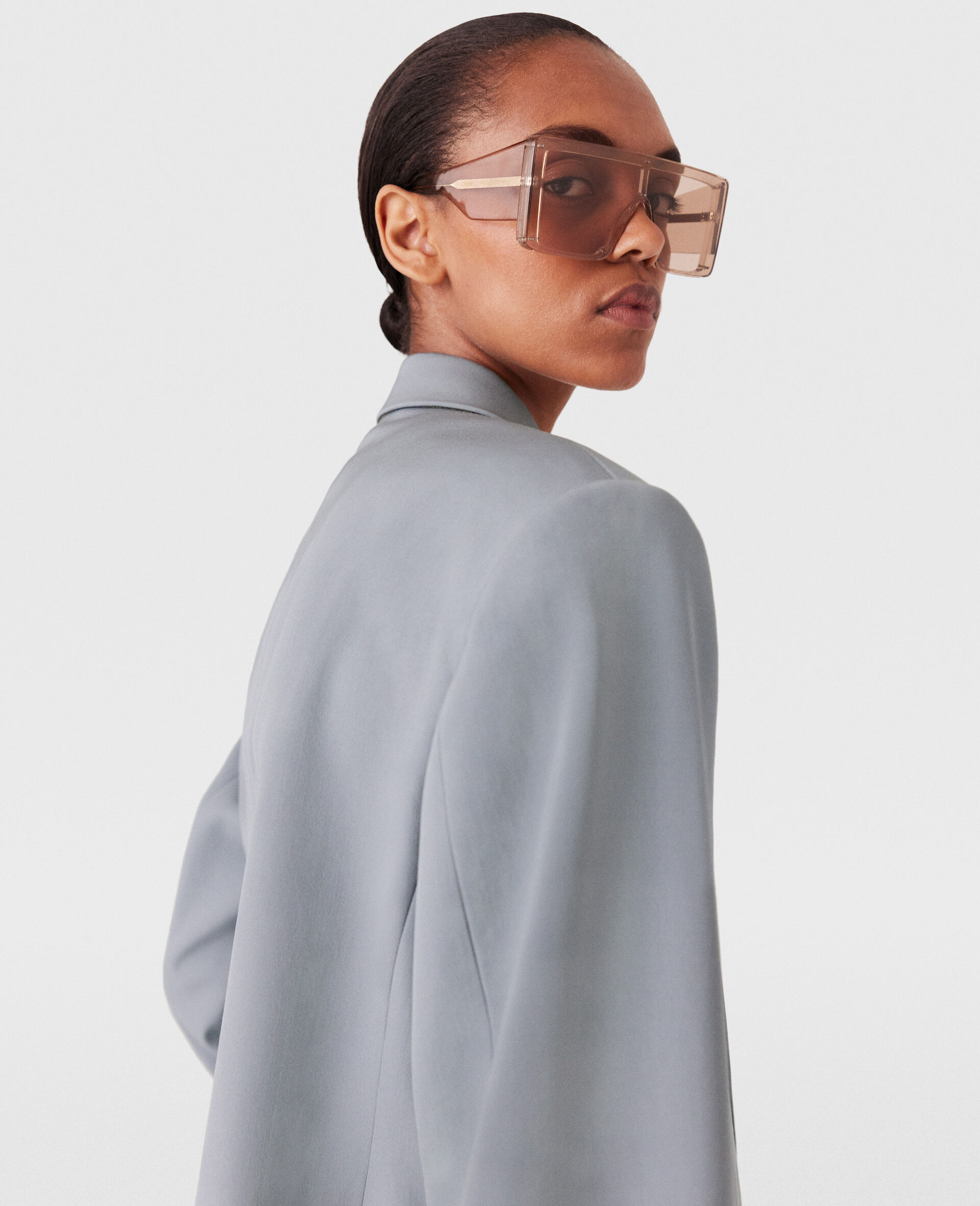 Oversized Double-Breasted Blazer-Grey-large image number 6