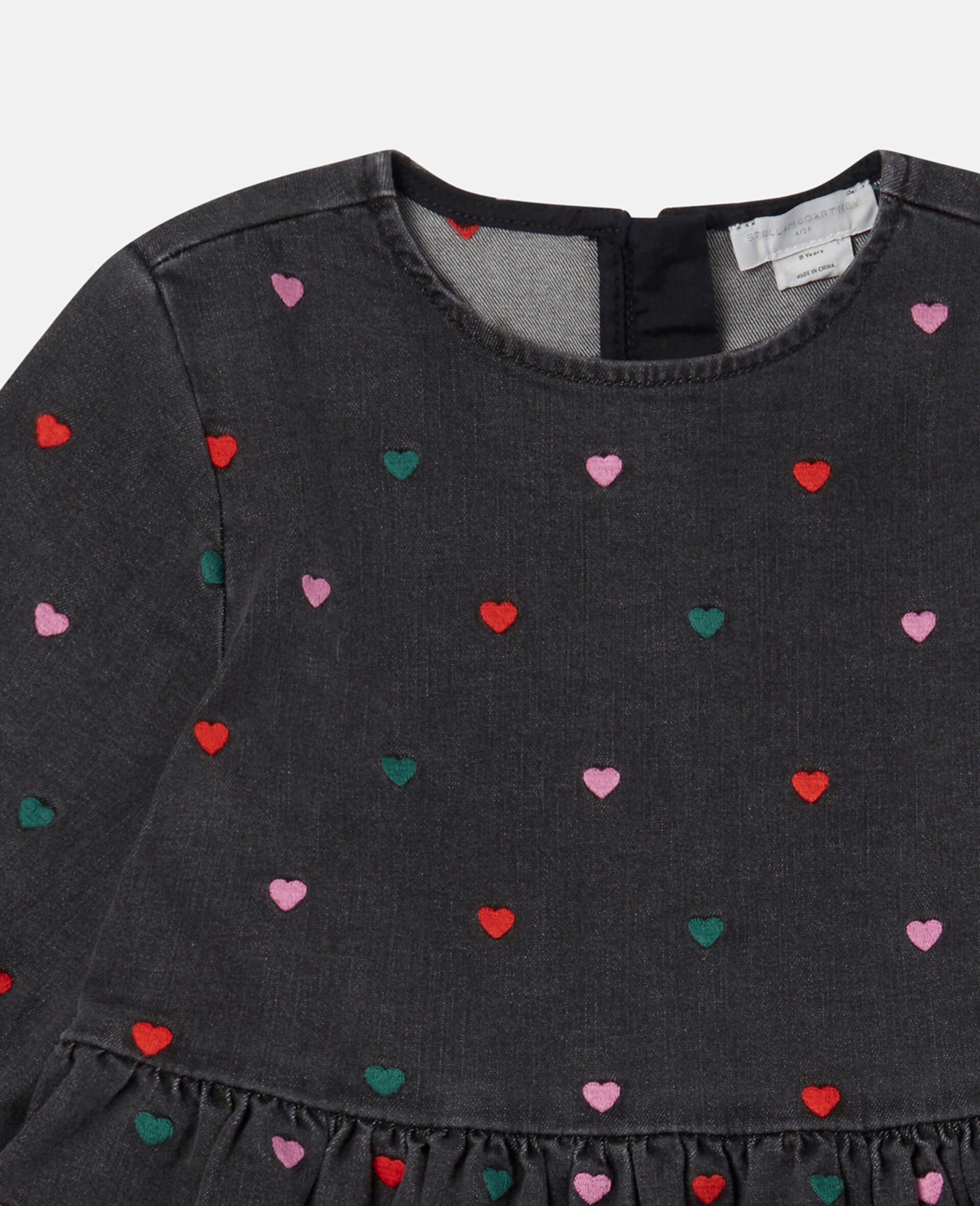 Heart Print Dress-Black-large image number 1