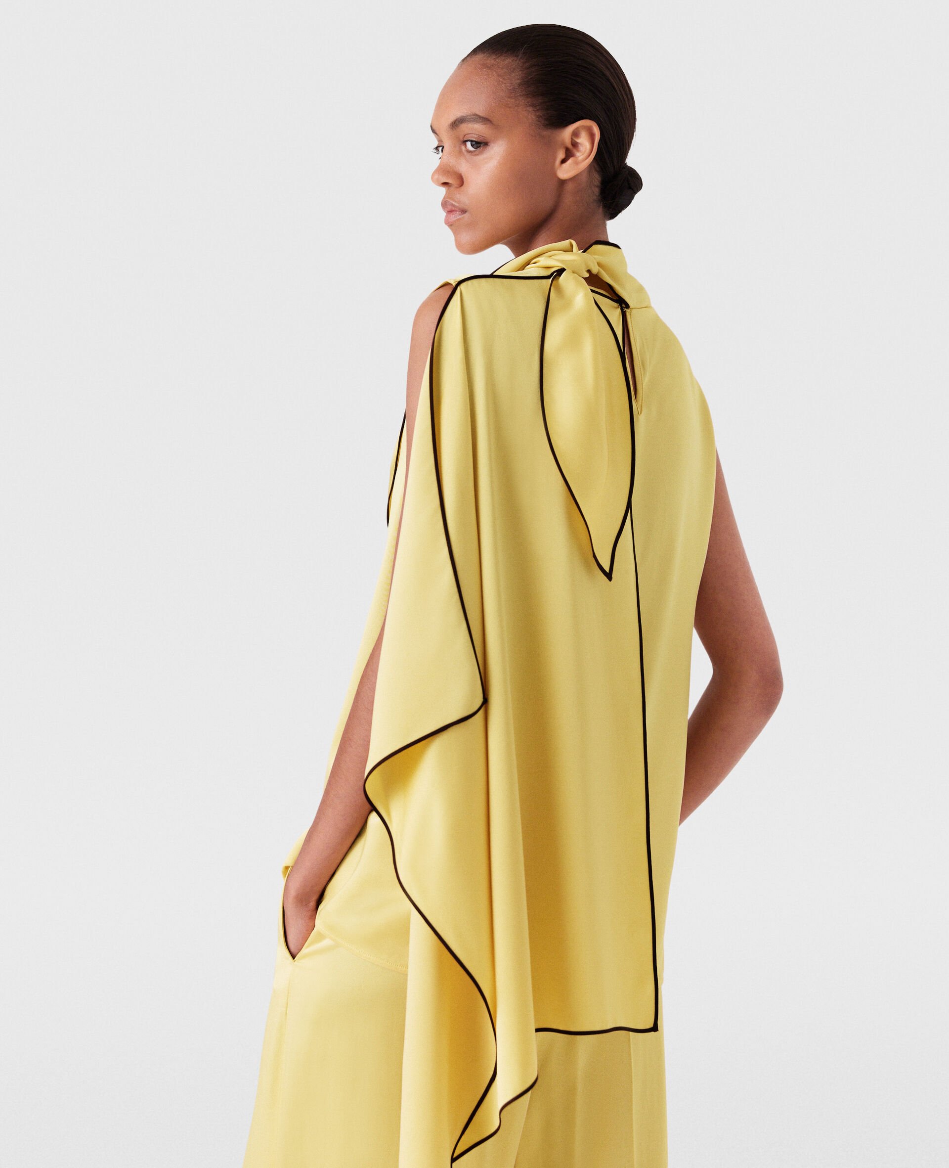 Tie Neck Top -Yellow-large Tie Neck Top -Yellow-large image number 4