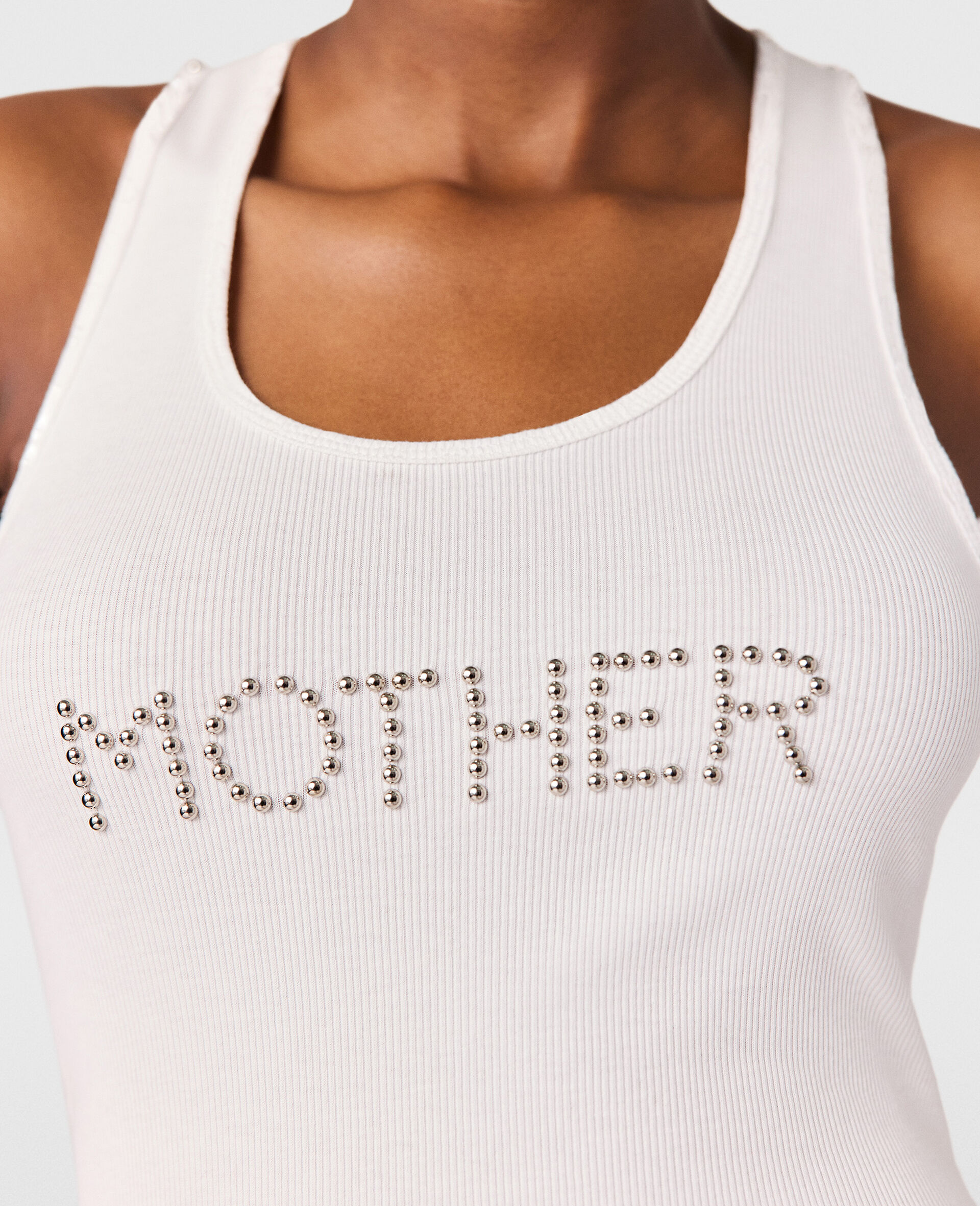 Mother Studded Tank Top-White-large image number 3