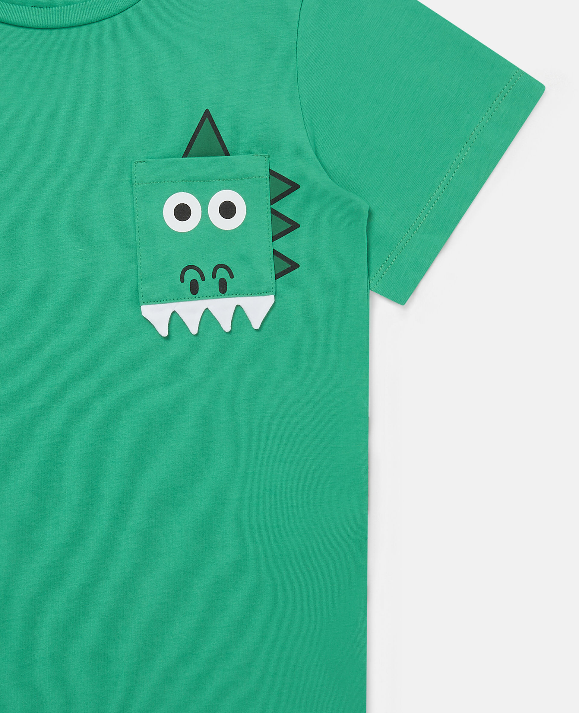 Crocodile Spike Print Cotton T-shirt -Green-large image number 1