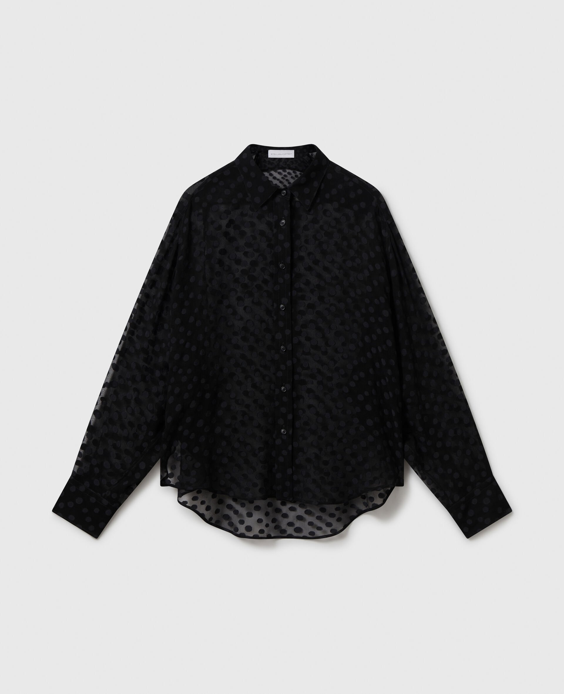 Sheer Polka Dot Chiffon Shirt-Black-medium
