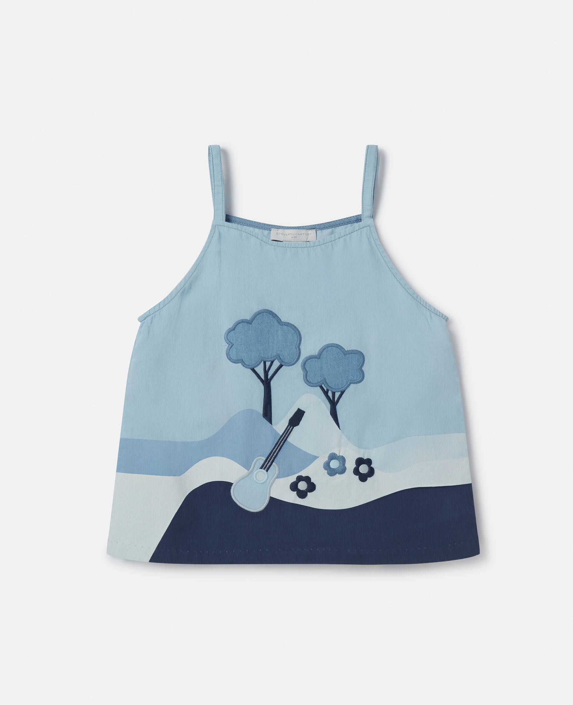 Landscape Patchwork Chambray Cami Top-Blue-large image number 0