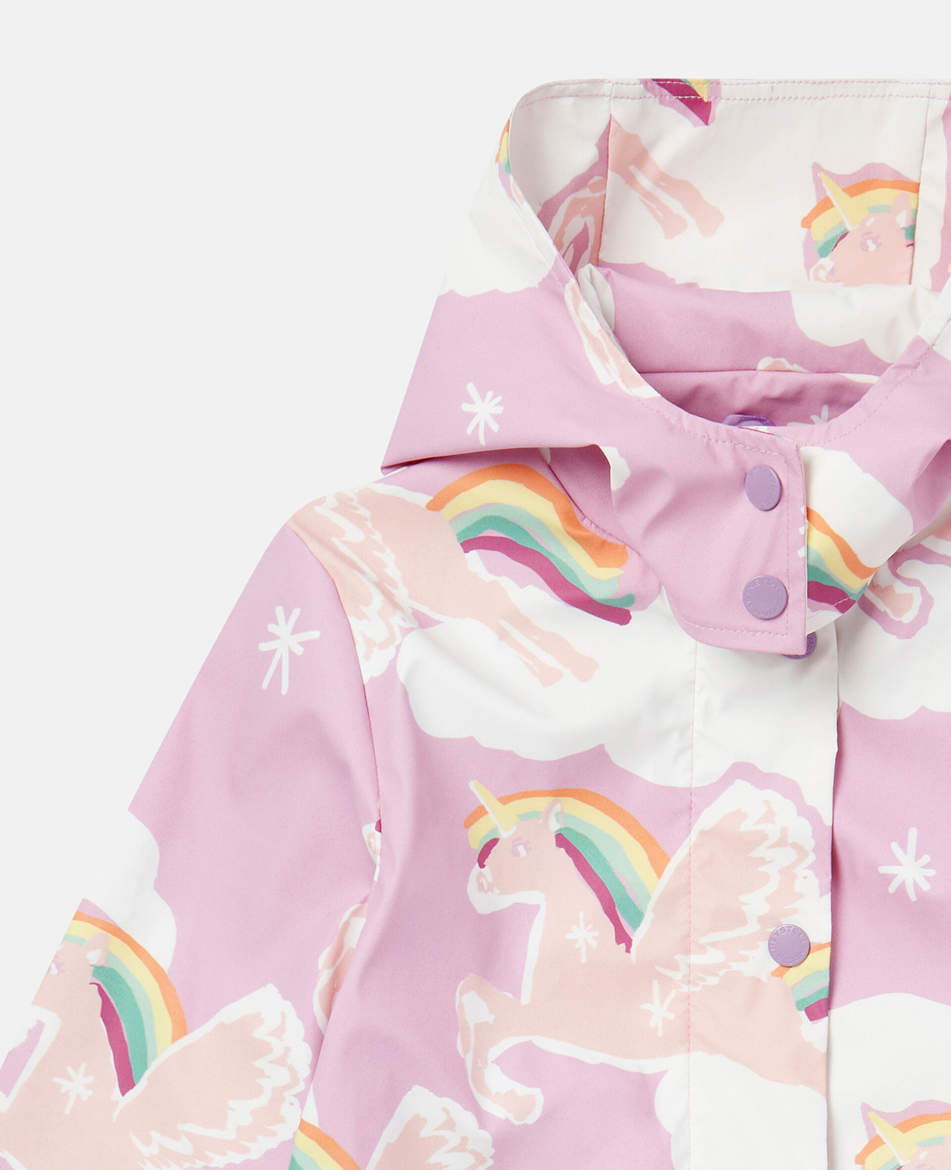 Impermeable a capuche imprime nuage et licorne arc en ciel-Blanc-large image number 1