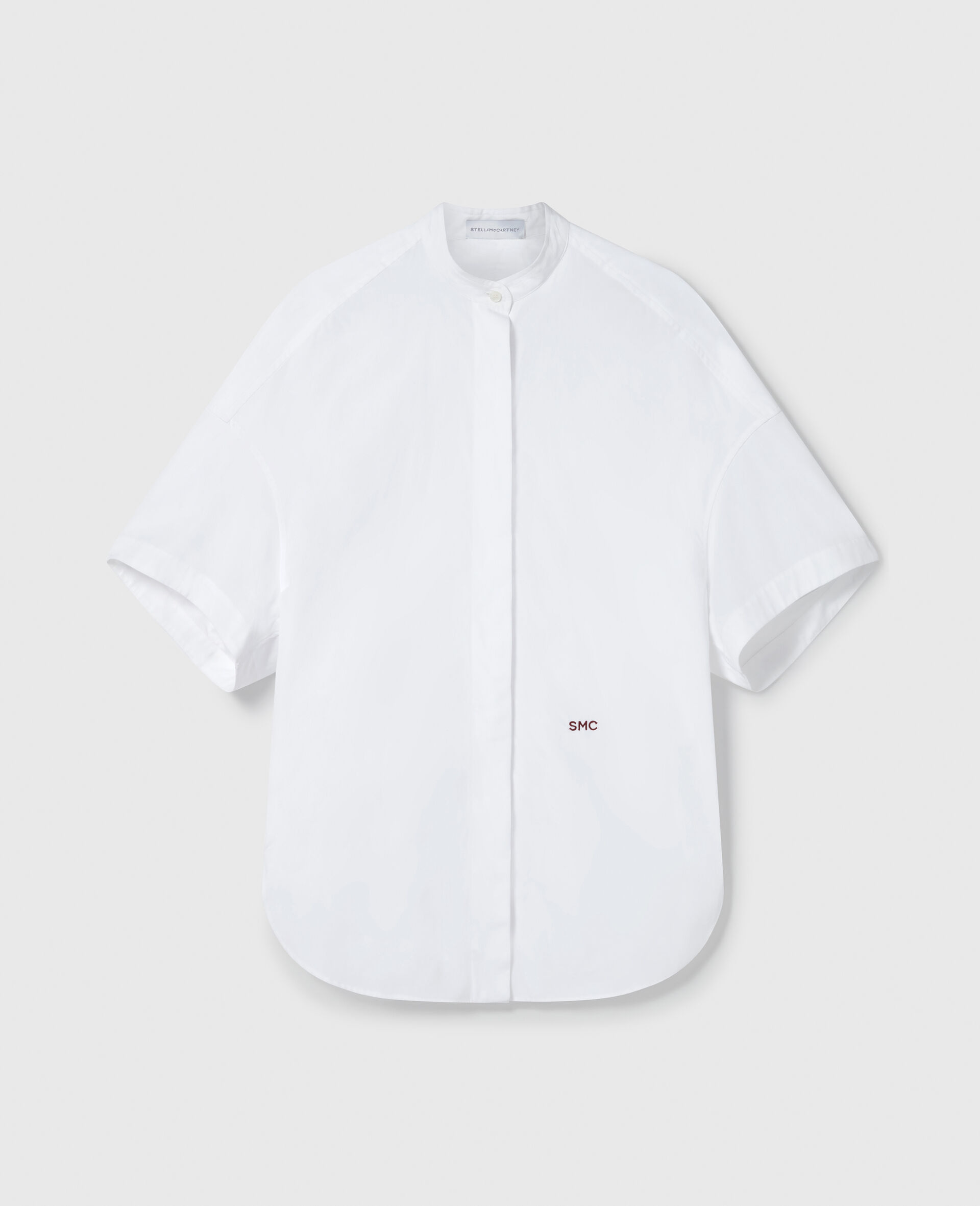 Short Sleeve Paneled Shirt-White-medium
