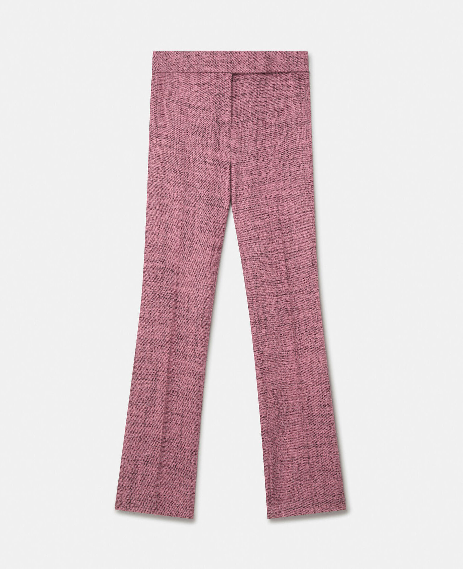 Pantalon tailleur slim en laine moulinee-Rose-large image number 0