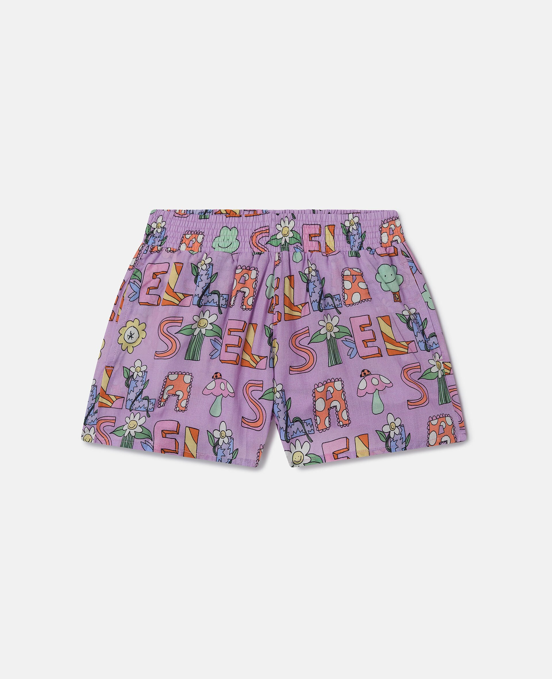 Stella Woodland Lettering Elasticated Shorts-Purple-medium