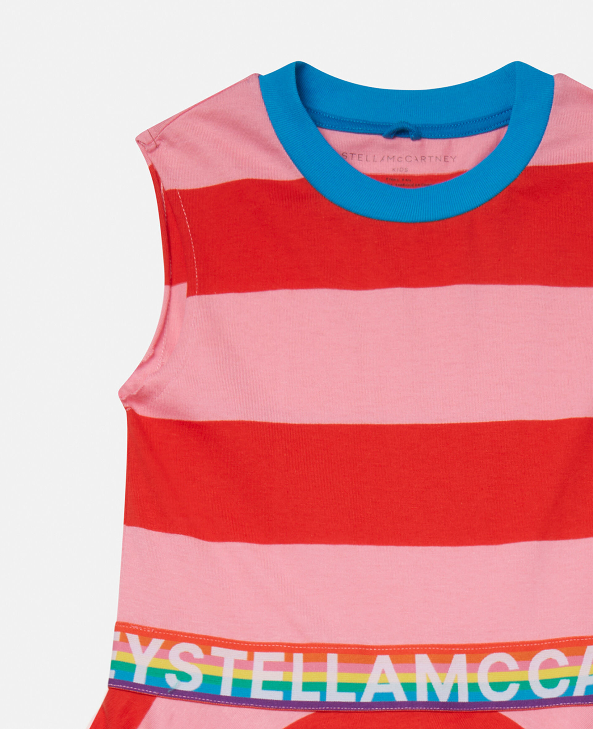Rainbow Logo Tape Striped Dress-Red-large image number 1