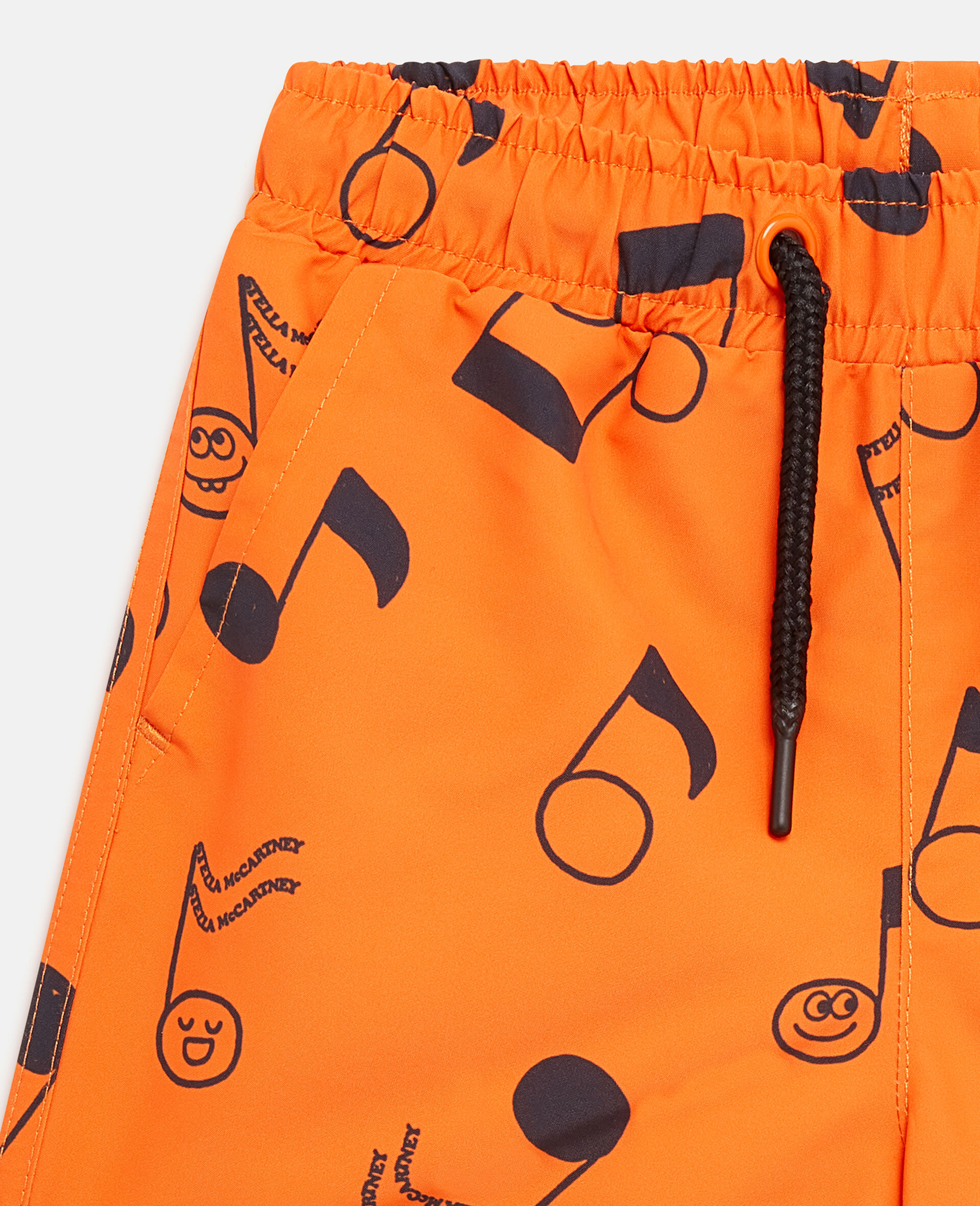 Short de bain avec imprime notes de musique-Orange-medium