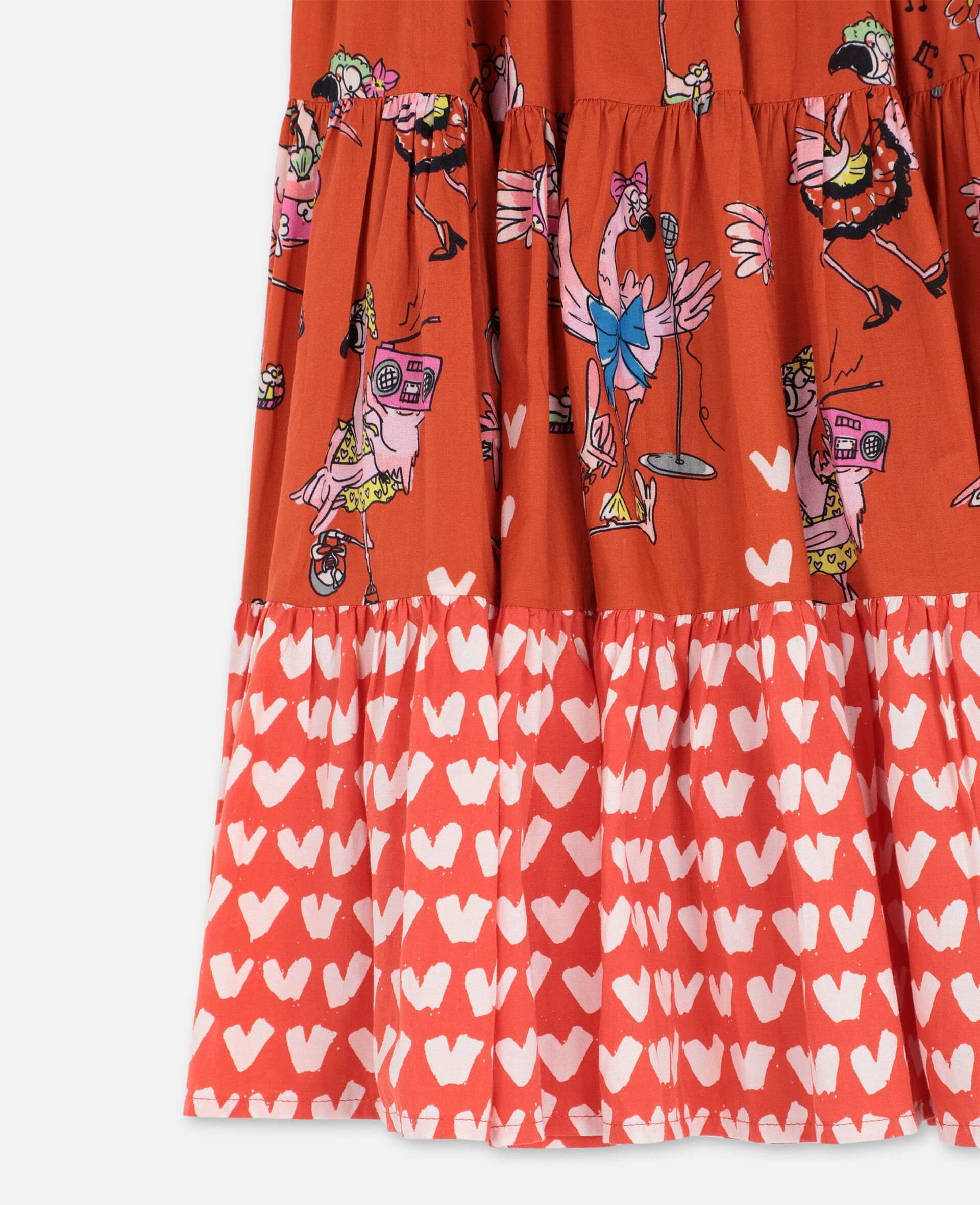 Flamingo Party Cotton Skirt -Red-large image number 2