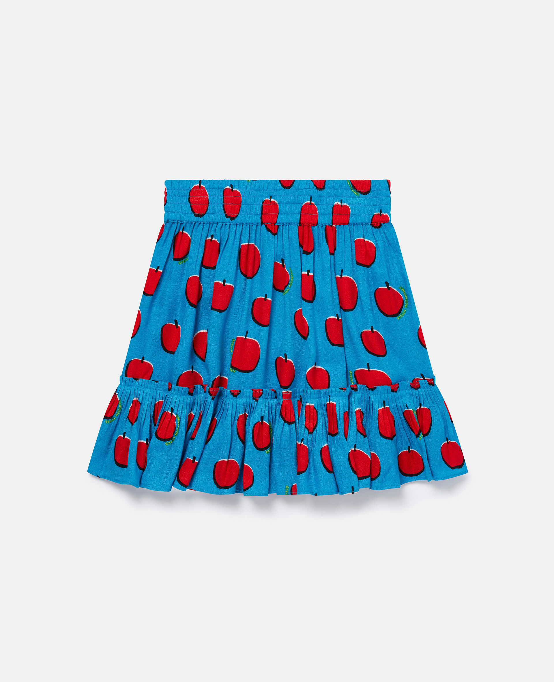 Rüschenrock aus Crepe mit Apfel-Print in Blau für Women | Stella ...