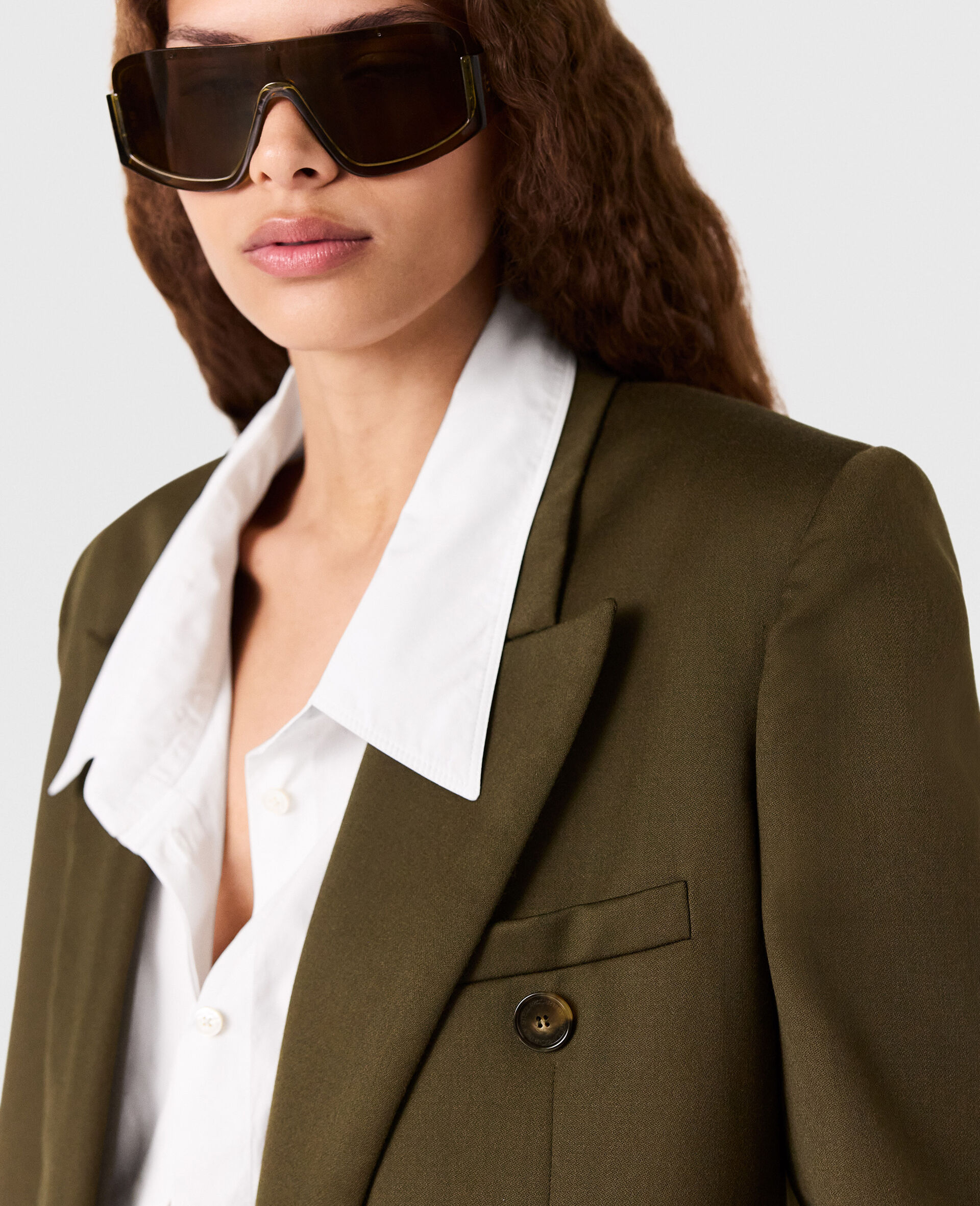 Double-Breasted Blazer-Green-large image number 3