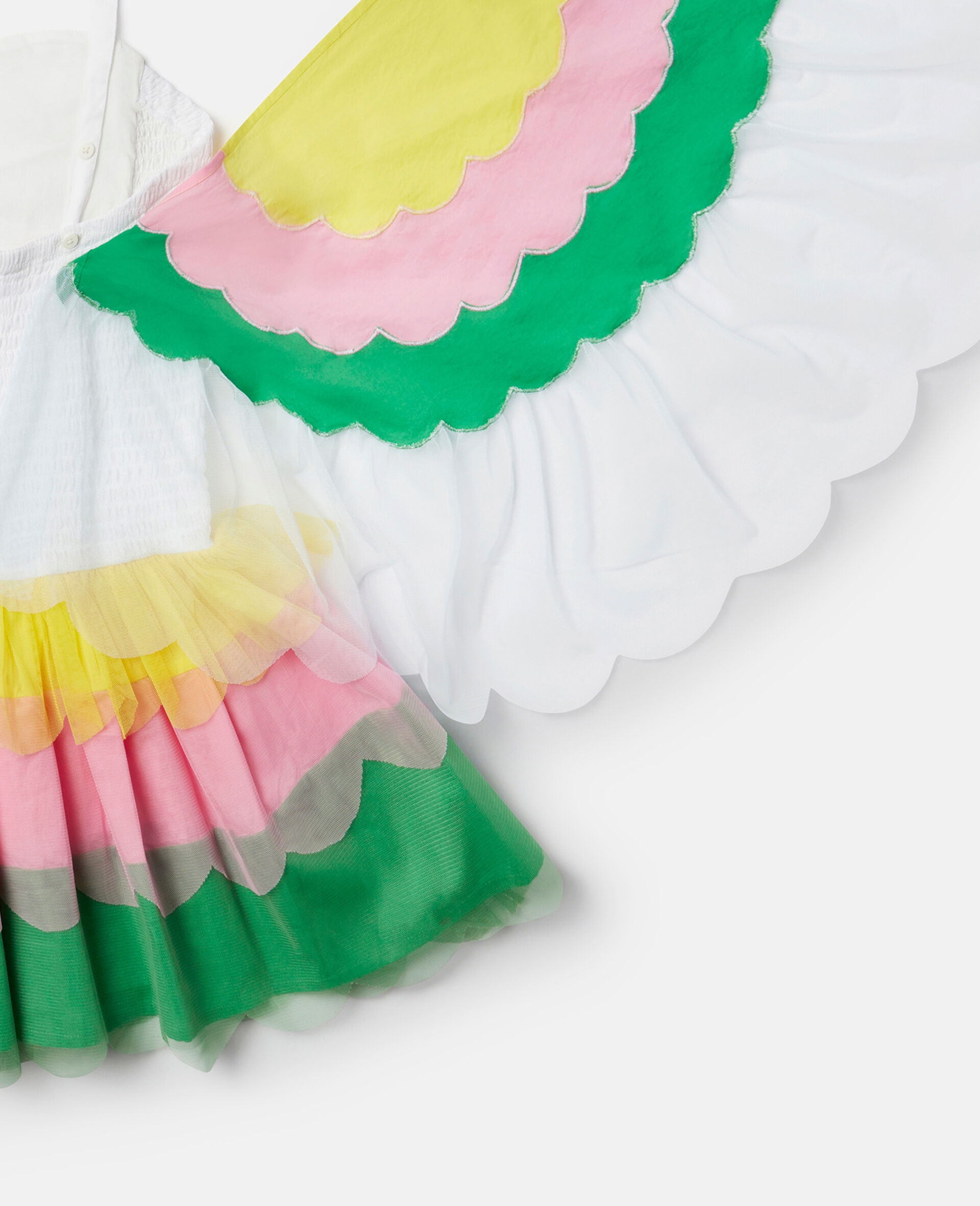 Parrot Embroidery Tulle Dress with Wings-Multicolour-large image number 3