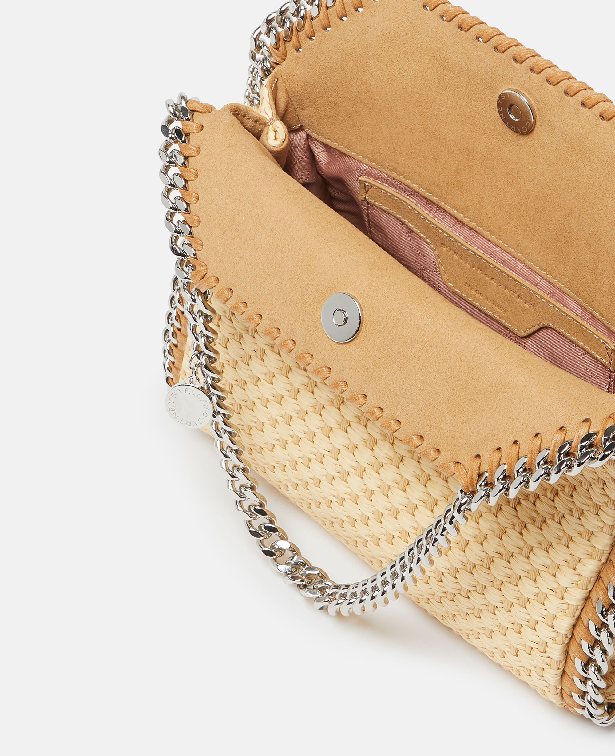 Women Natural beige Falabella Woven Mini Tote Bag Stella