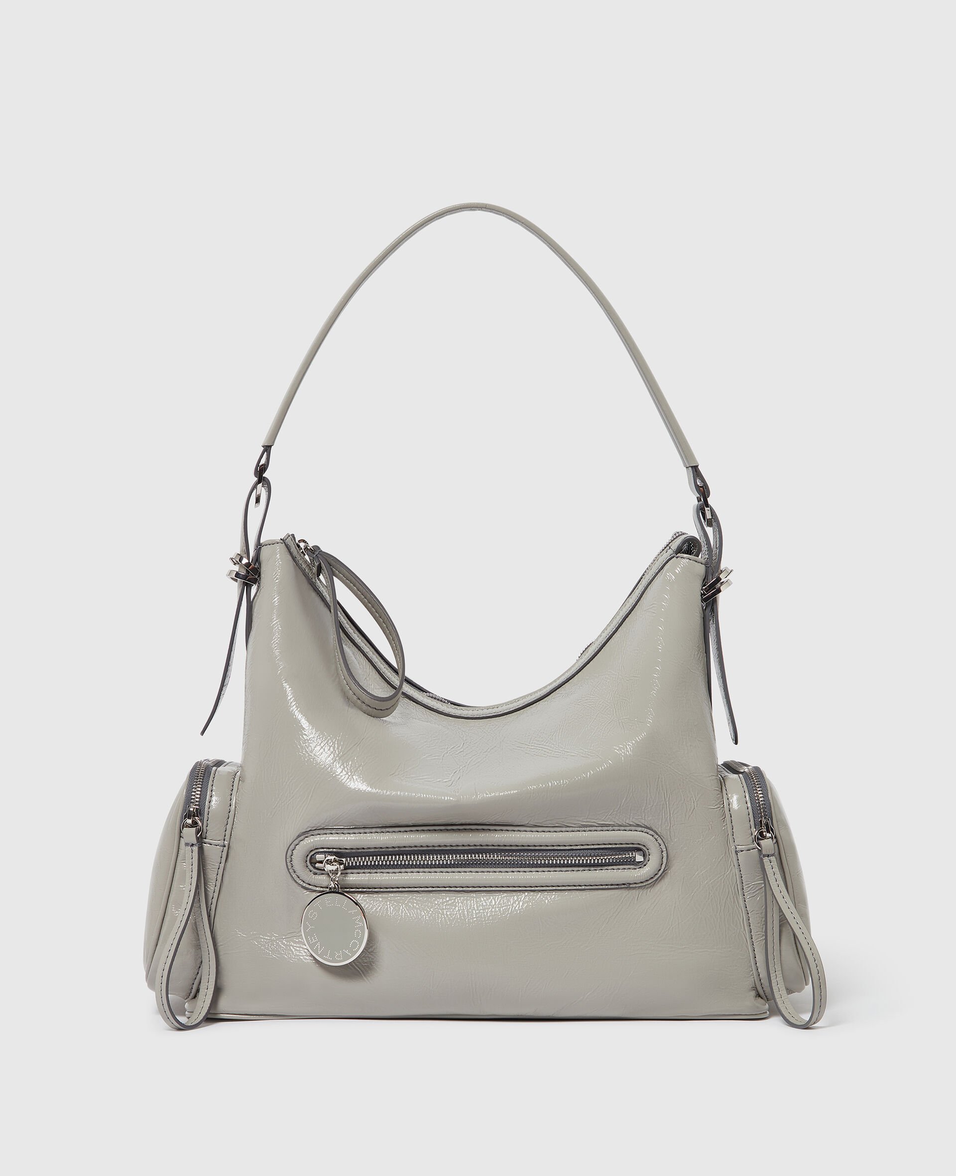 Dartmoor Cracked Patent Shoulder Bag-Grey-medium