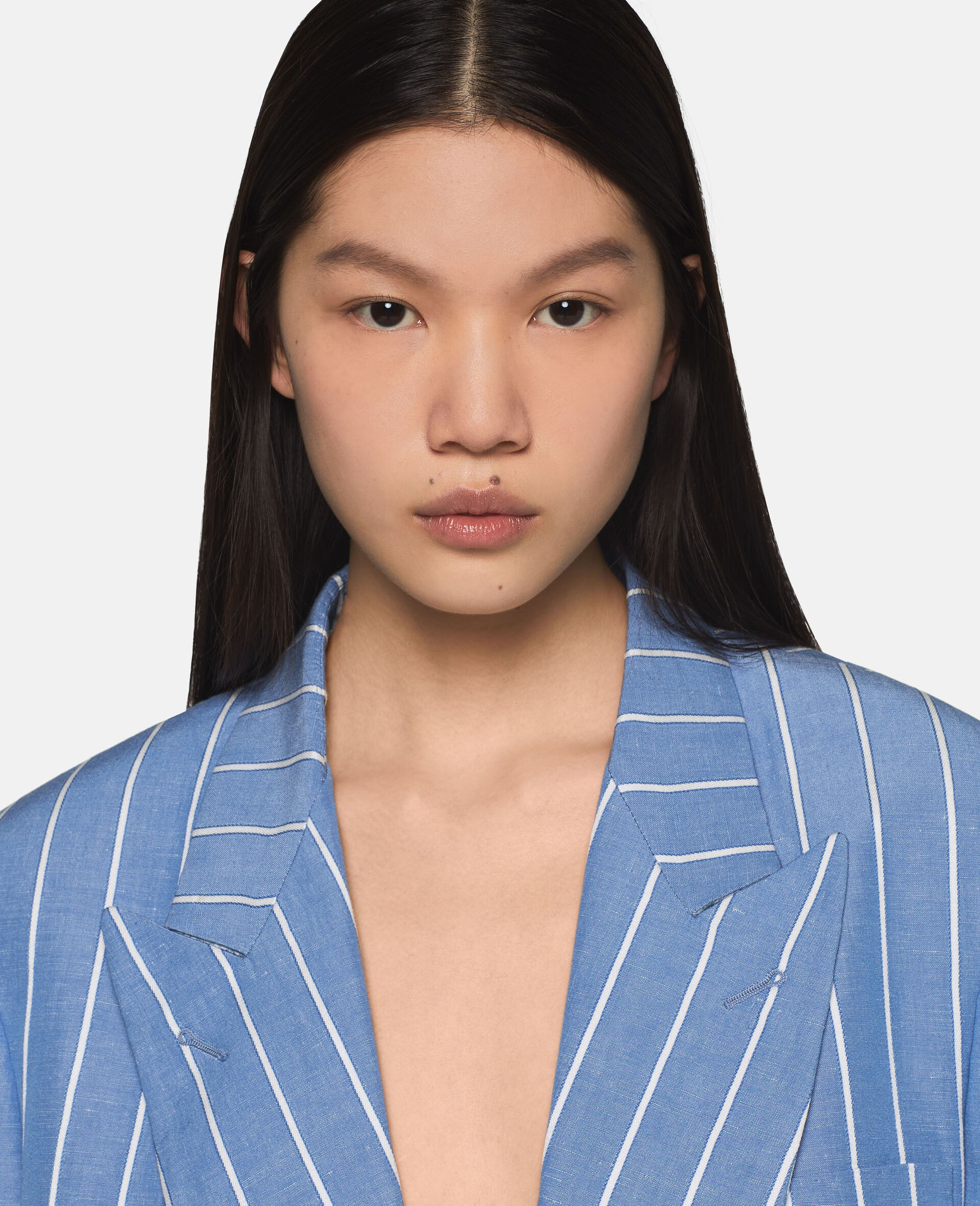 Einreihiger Blazer mit Streifen-Blau-large image number 5