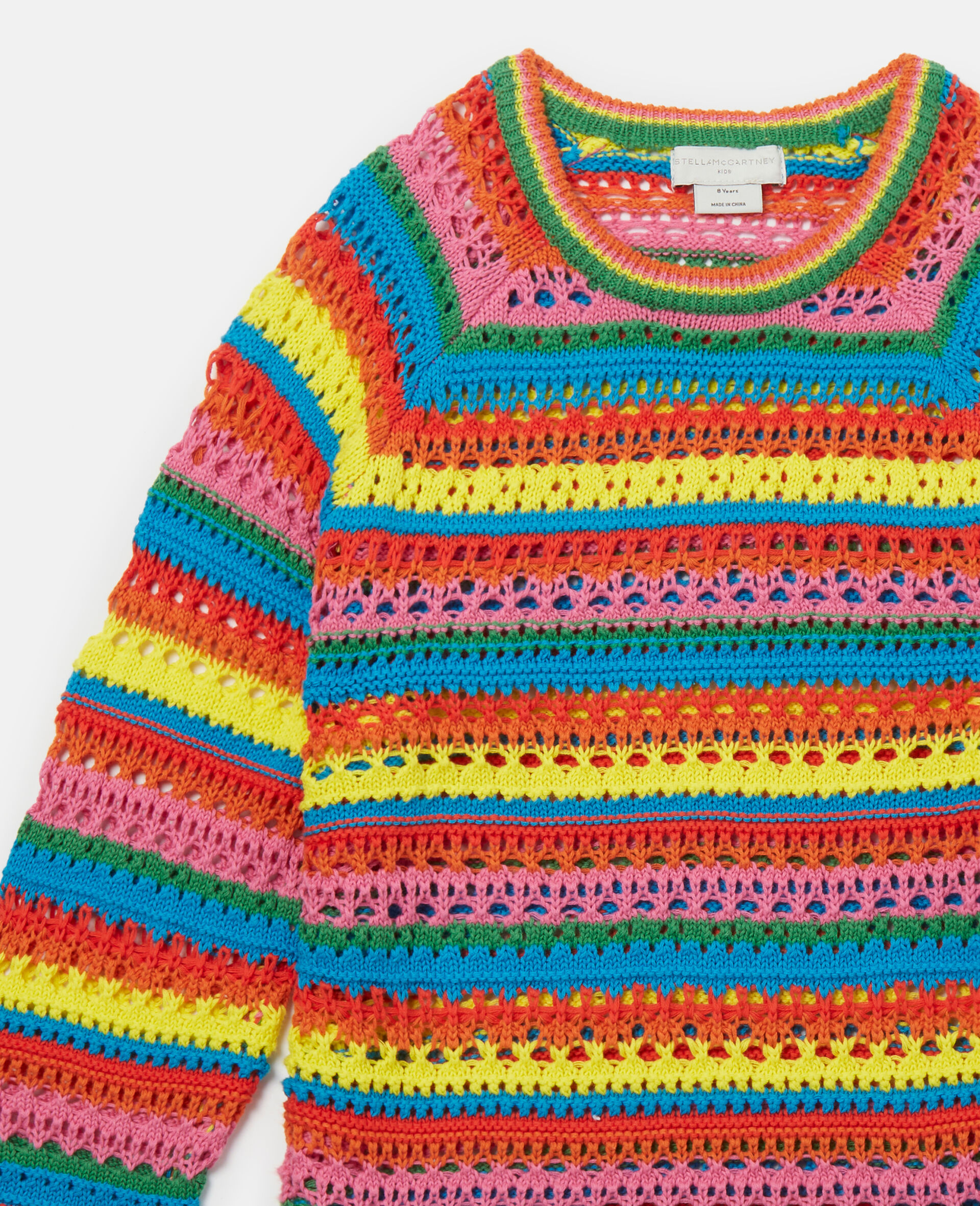 Rainbow Stripe Crochet Jumper-Multicolour-large image number 1