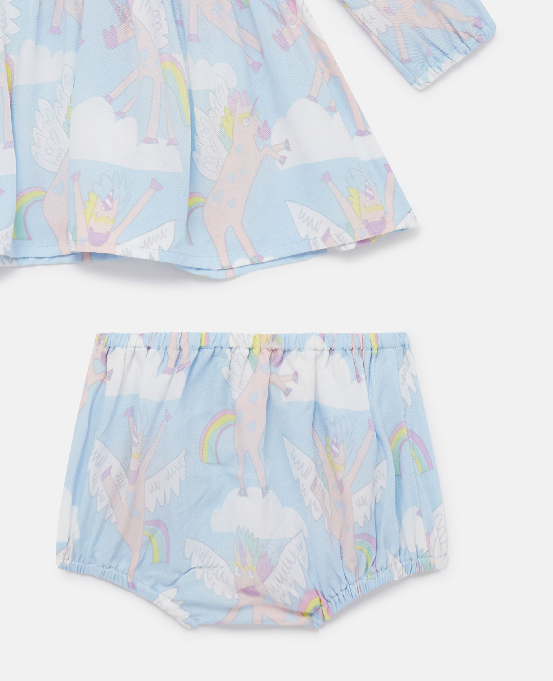 Kleid und Hoeschen mit Regenbogen und Einhorn Print-Blau-large image number 3