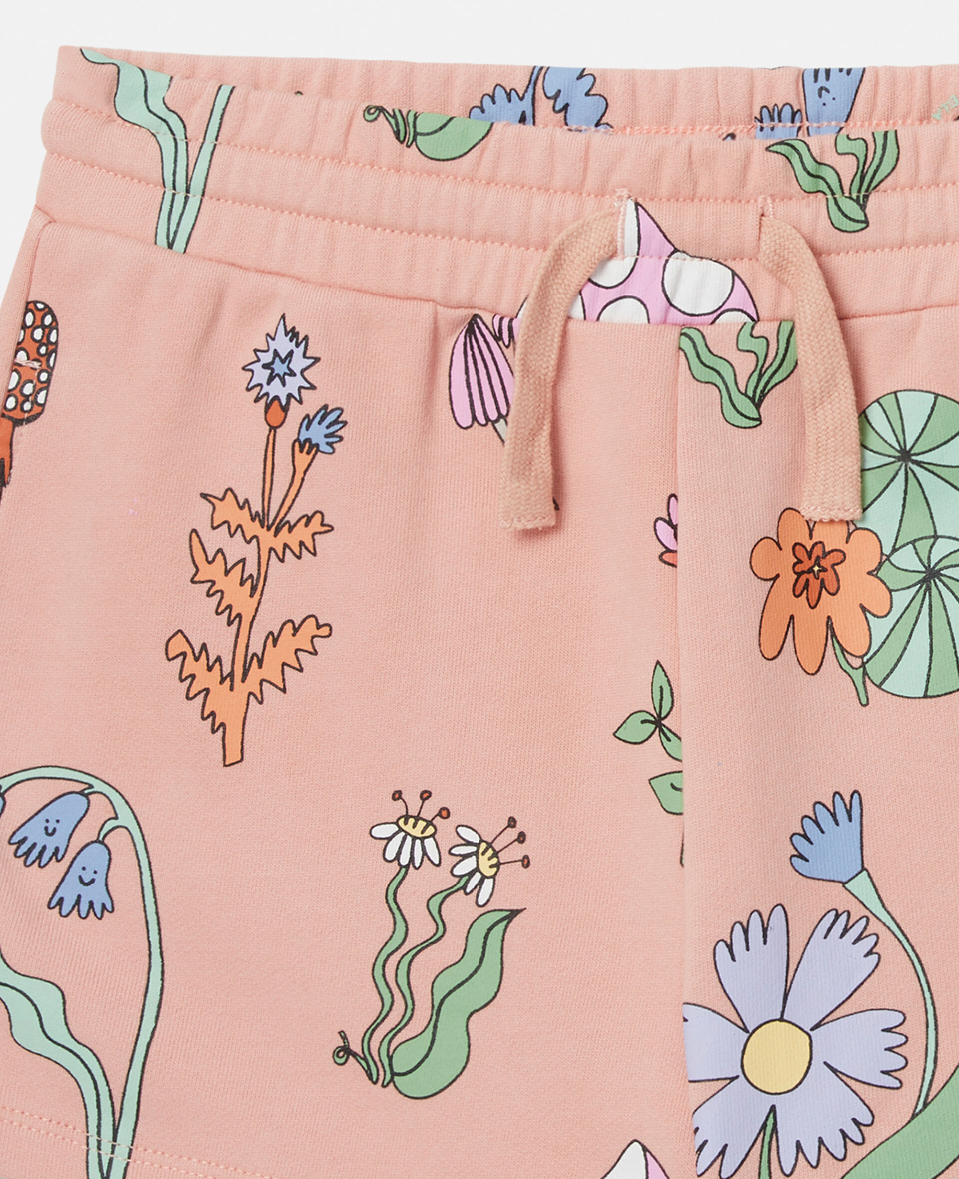 Woodland Print Drawstring Shorts-Pink-large Woodland Print Drawstring Shorts-Pink-large image number 1