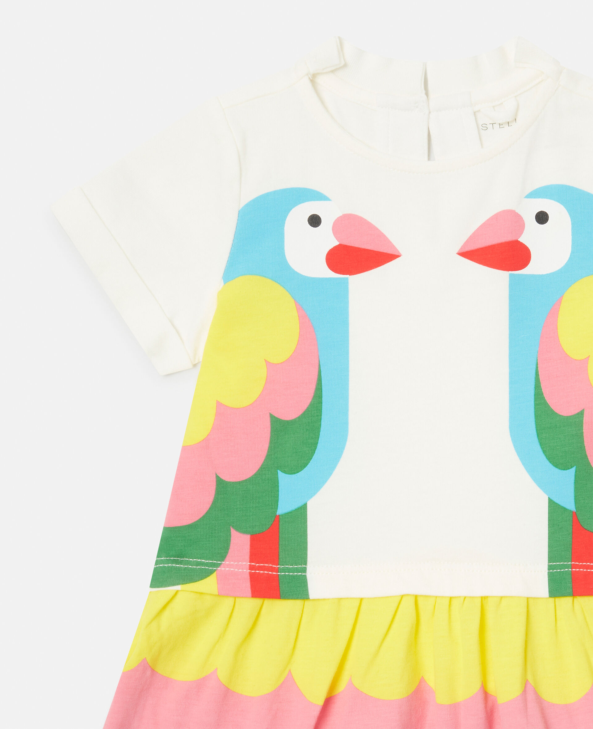 Double Parrot Print T-Shirt Dress-White-large image number 1