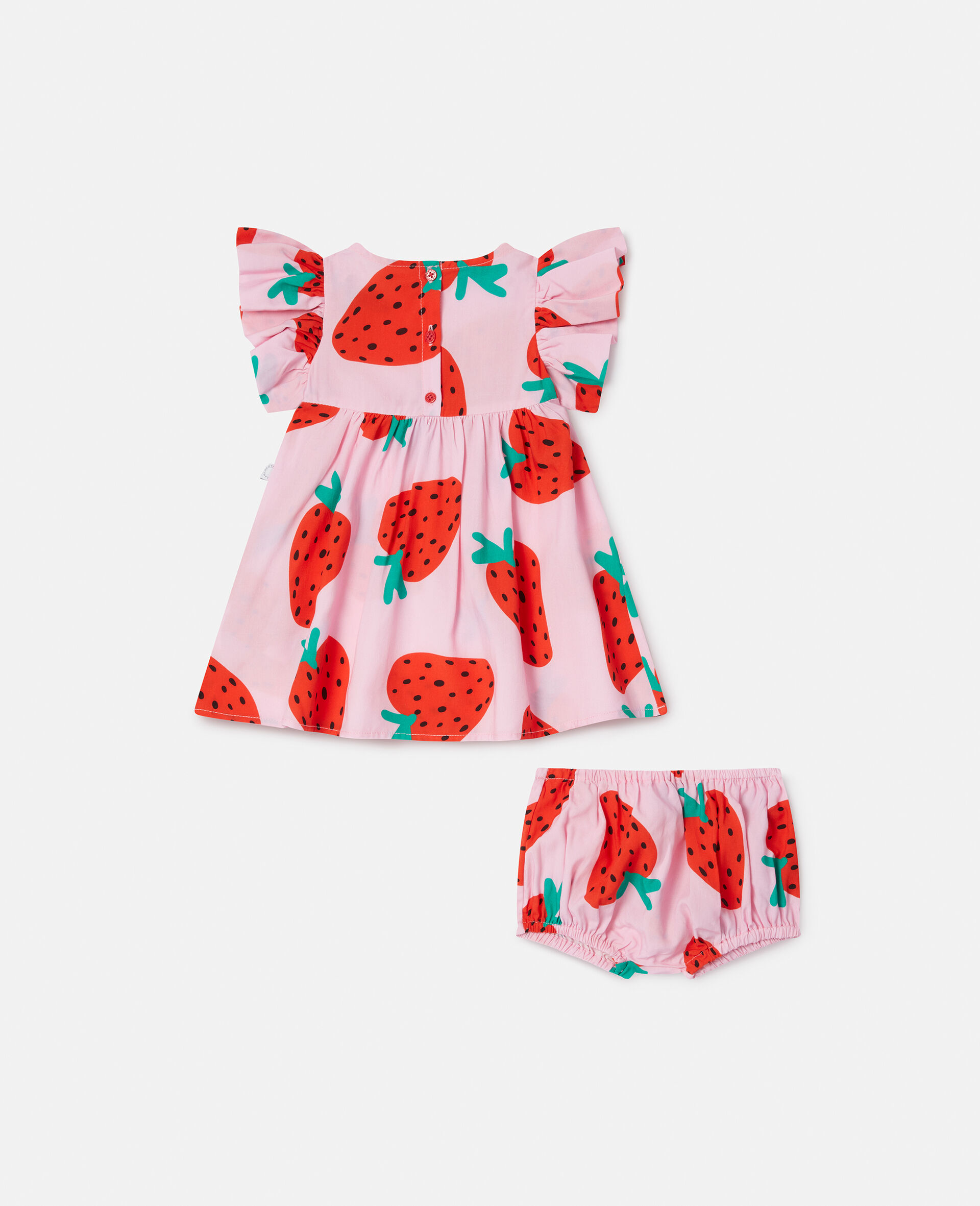 Strawberry Print Dress and Bloomers Set-Pink-large image number 2