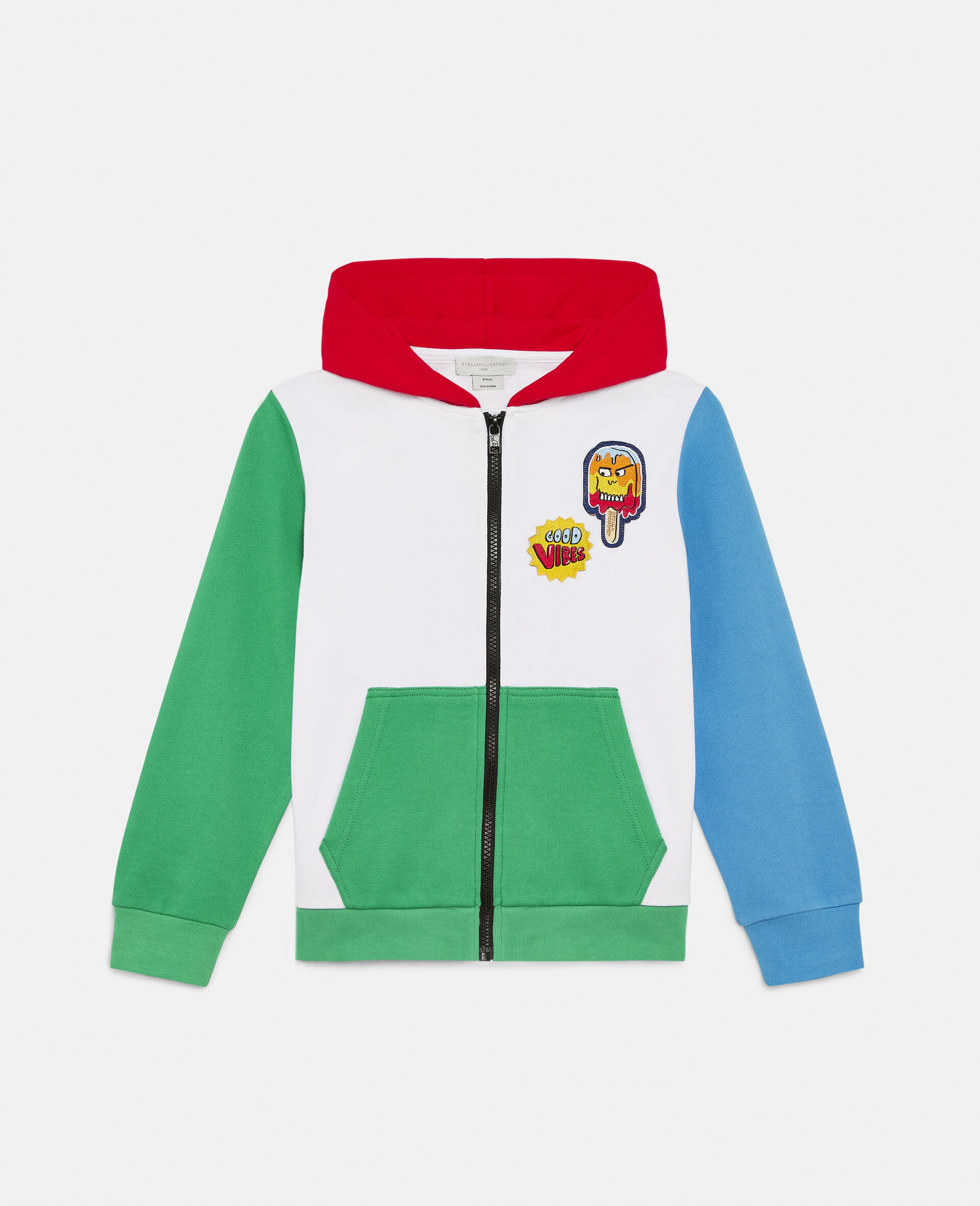 Colour Block Fleece Zip Hoodie-Multicolour-large image number 0