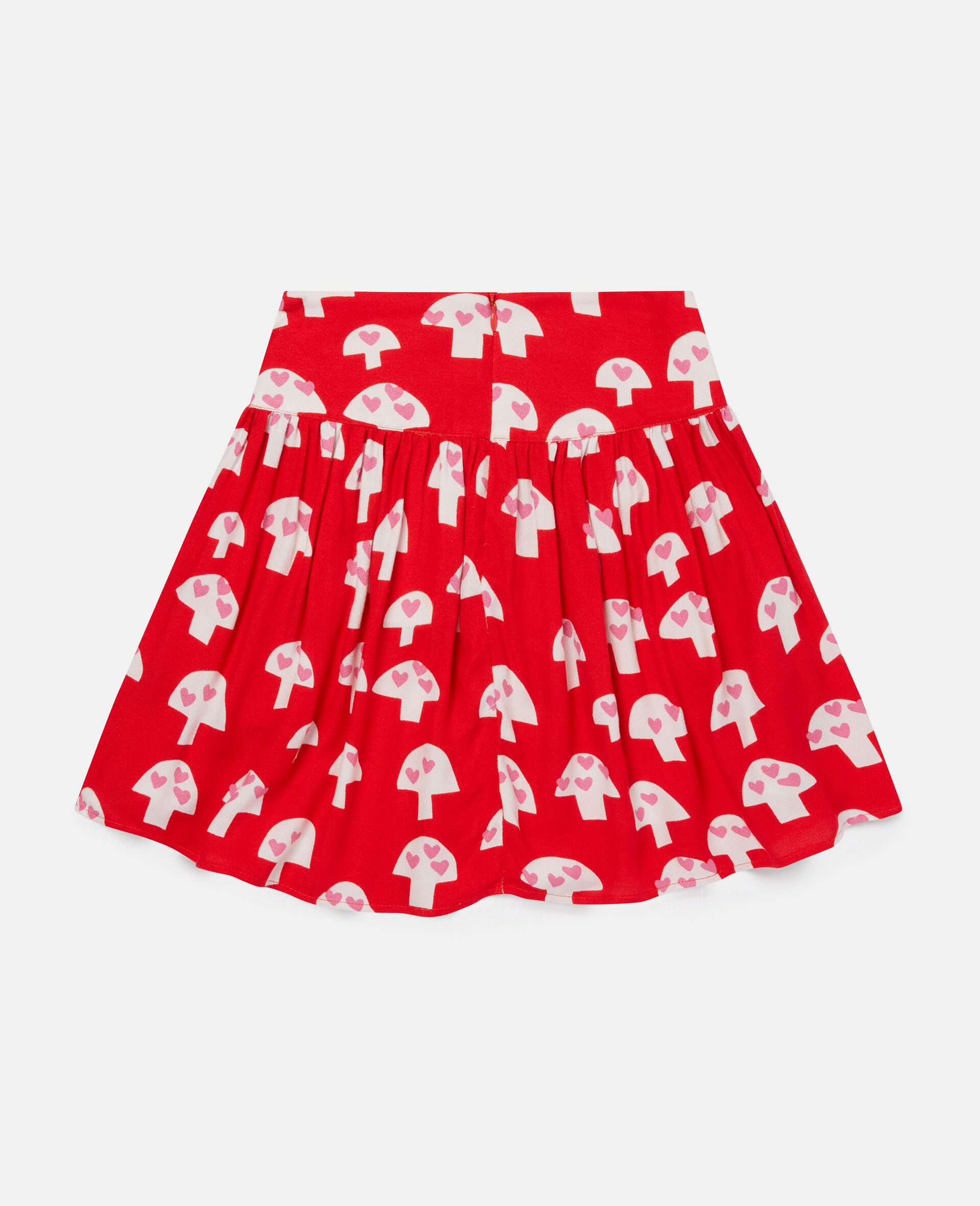 Mushroom Print Crepe Skirt-Red-large image number 2
