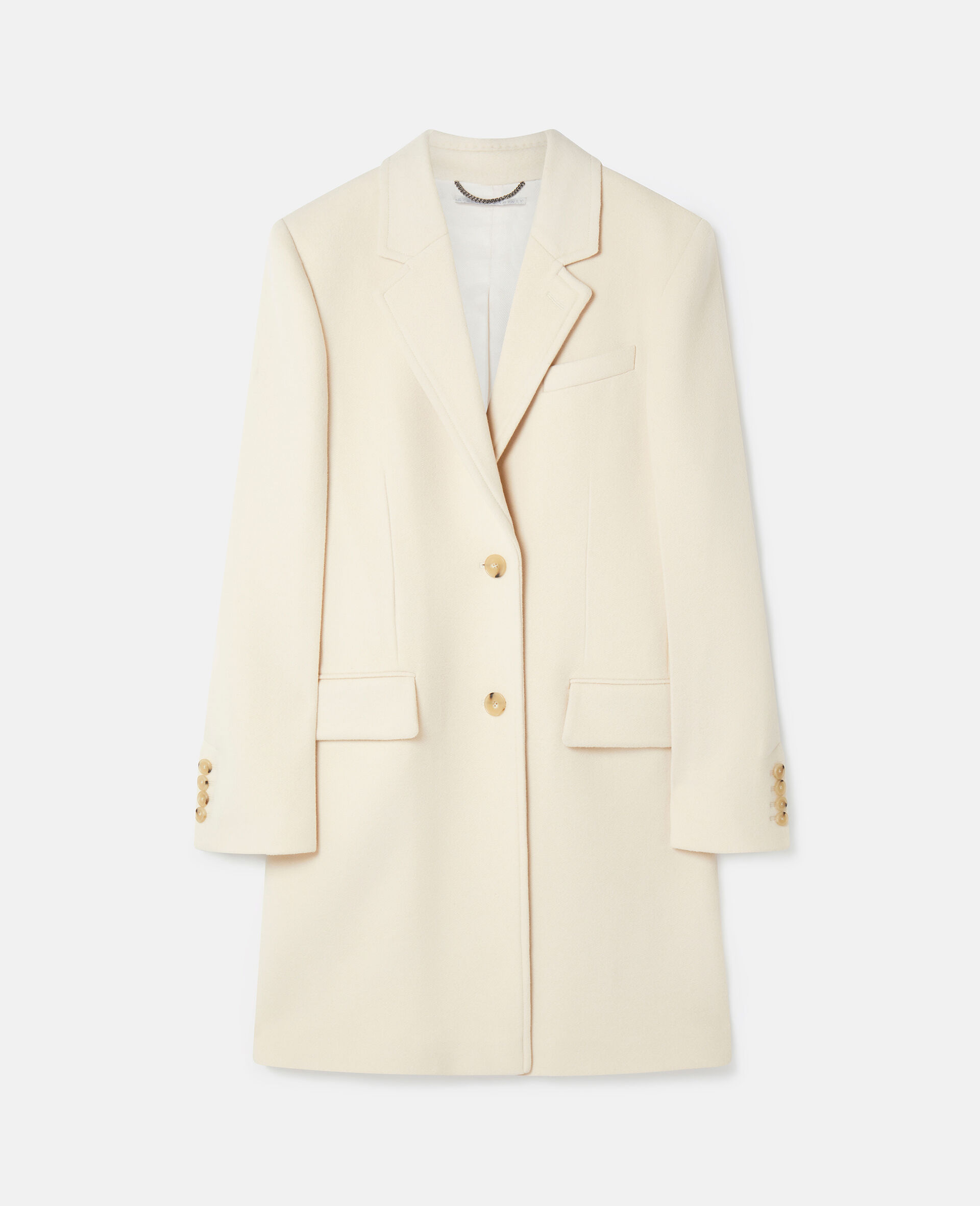 Structured Single-Breasted Coat-Cream-large image number 0