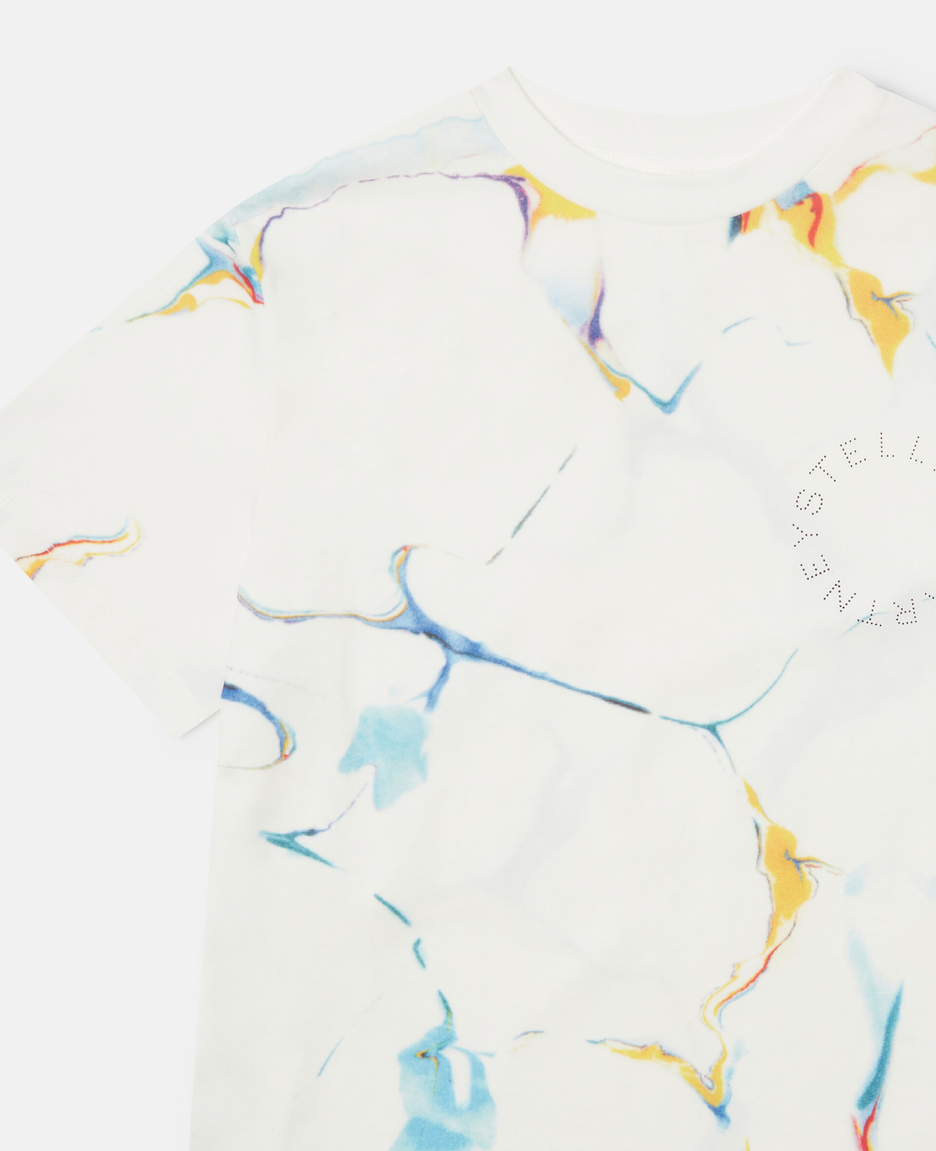 Maglietta con Grafica Tie-Dye-Bianco-medium