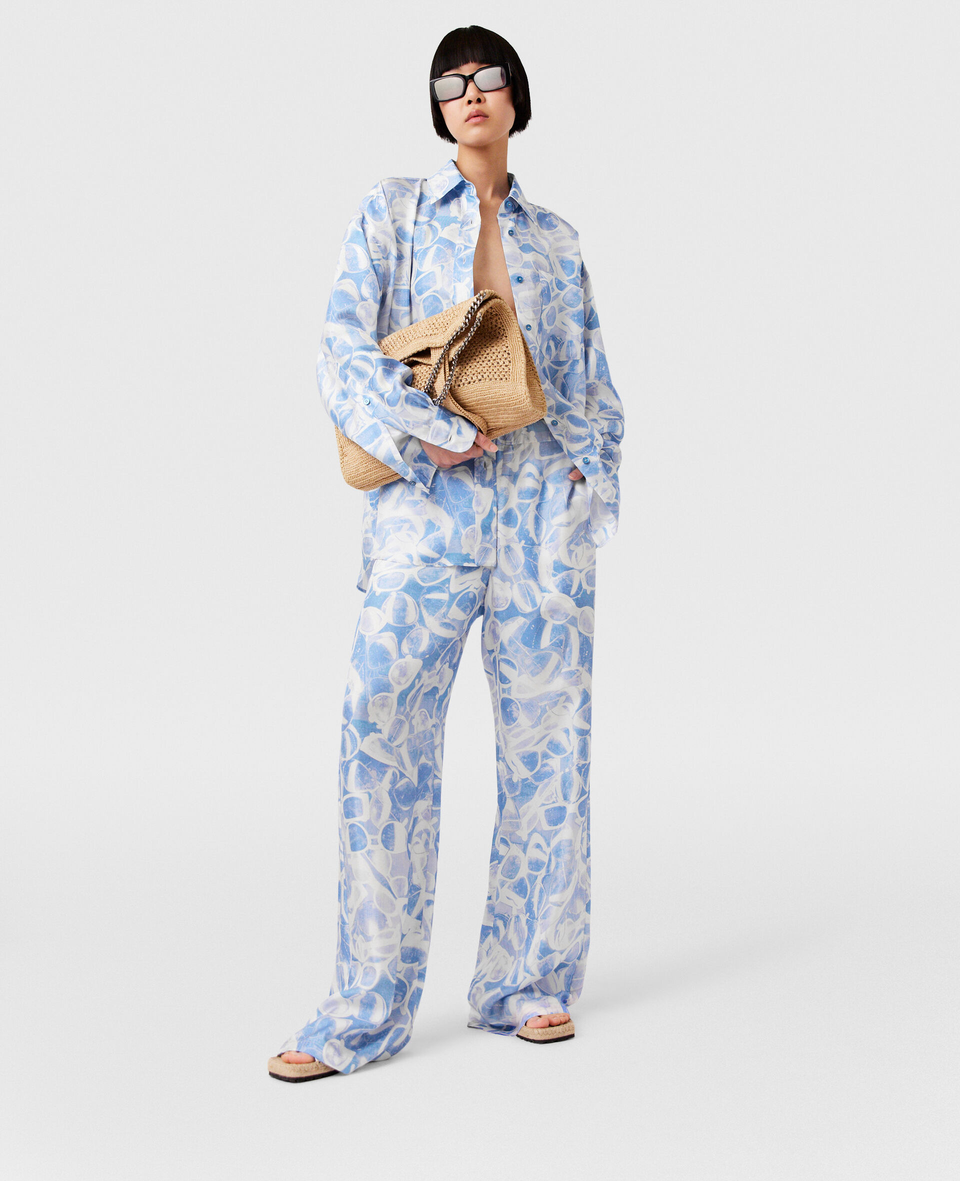 Sunglasses Print Long-Sleeve Shirt-Blue-large image number 5