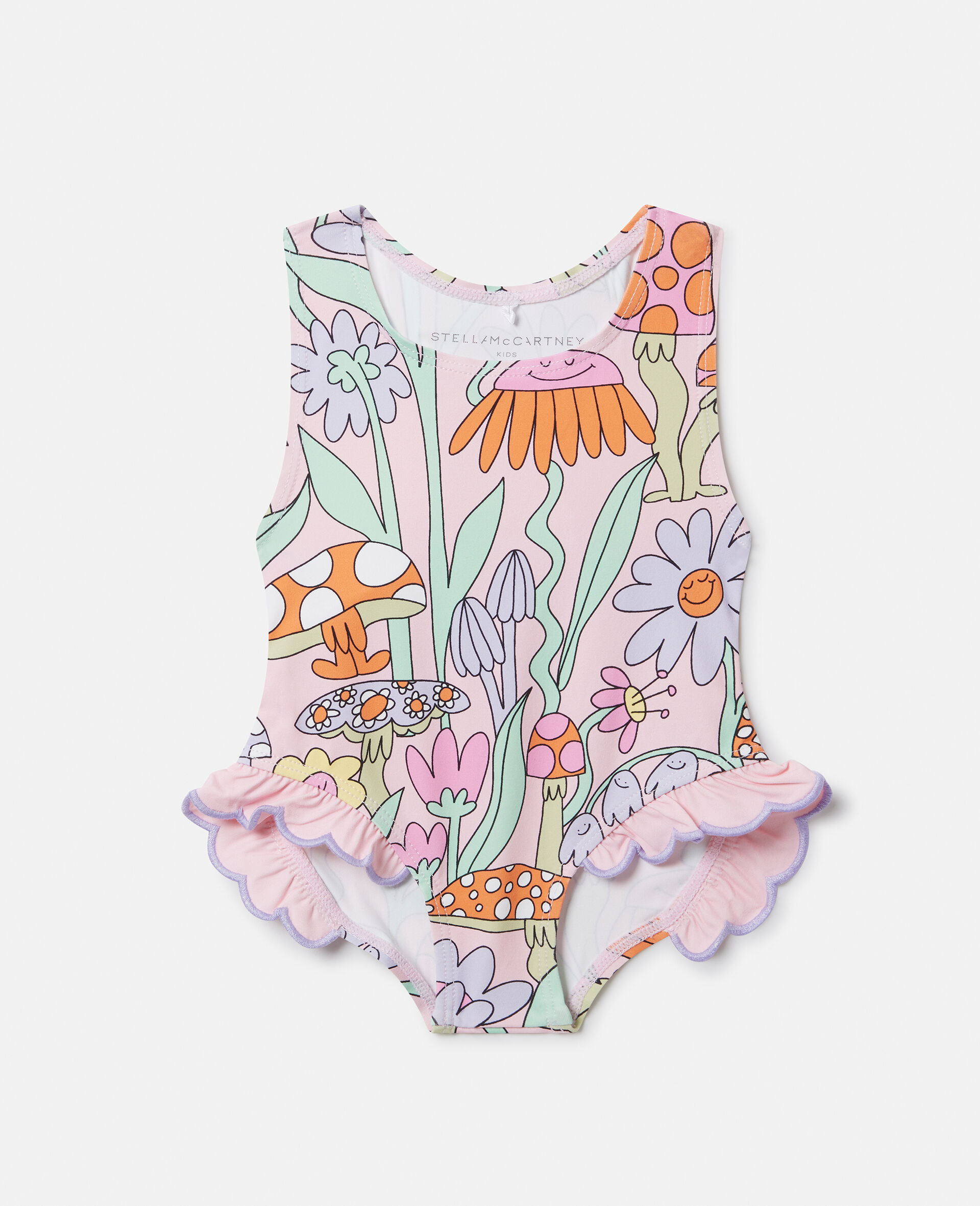Woodland Print Frilled Swimsuit -Pink-large image number 0