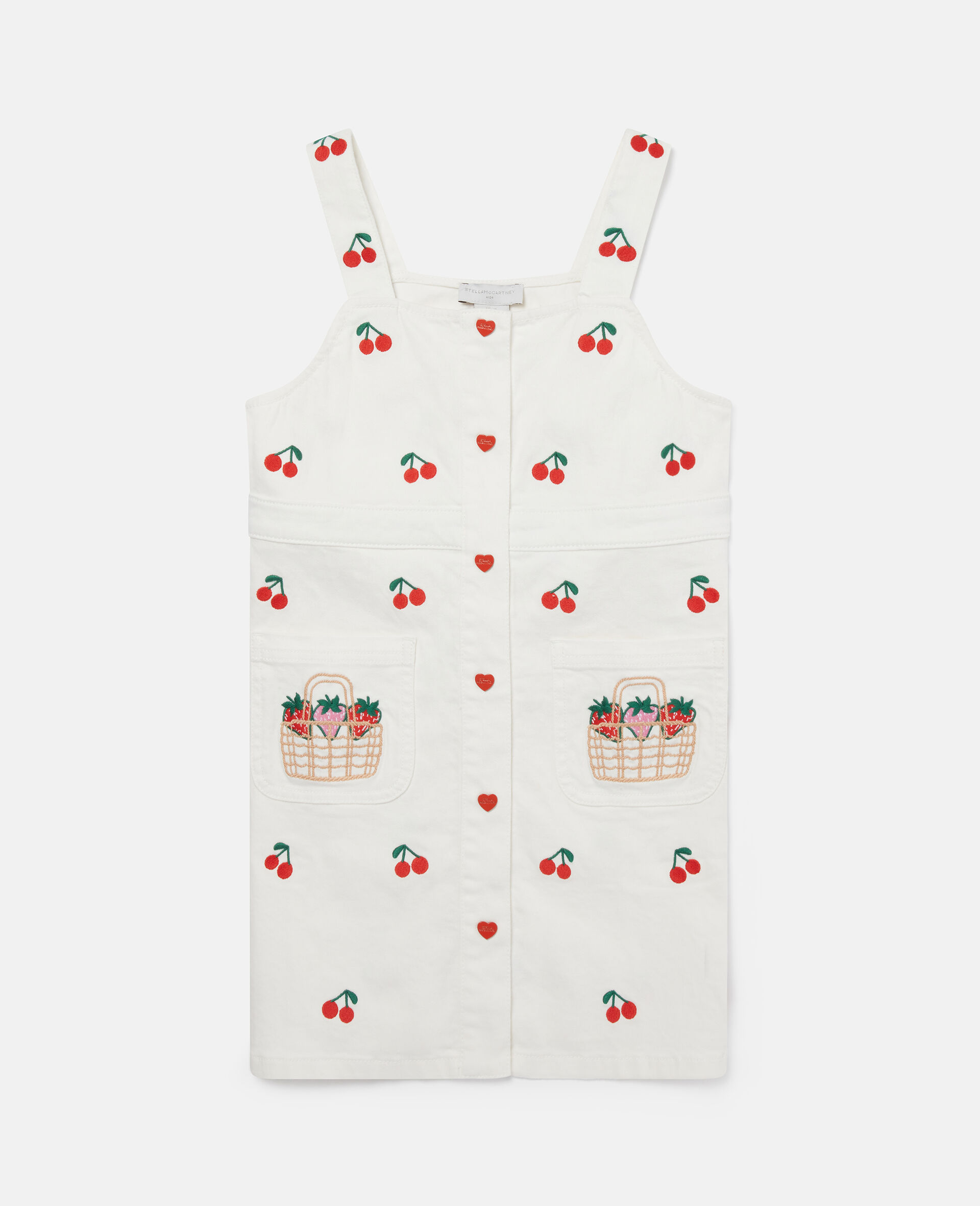 Cherry Embroidered Sleeveless Dress-Cream-medium