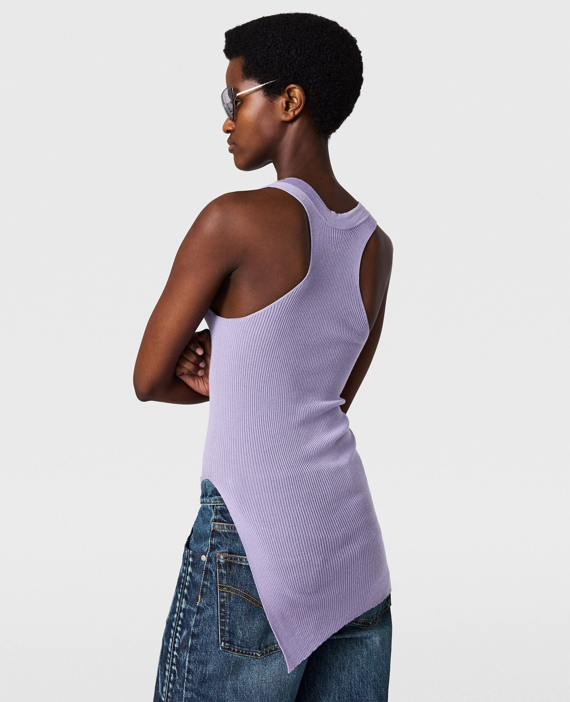 Lightweight Wool Round Neck Top-Purple-large image number 3