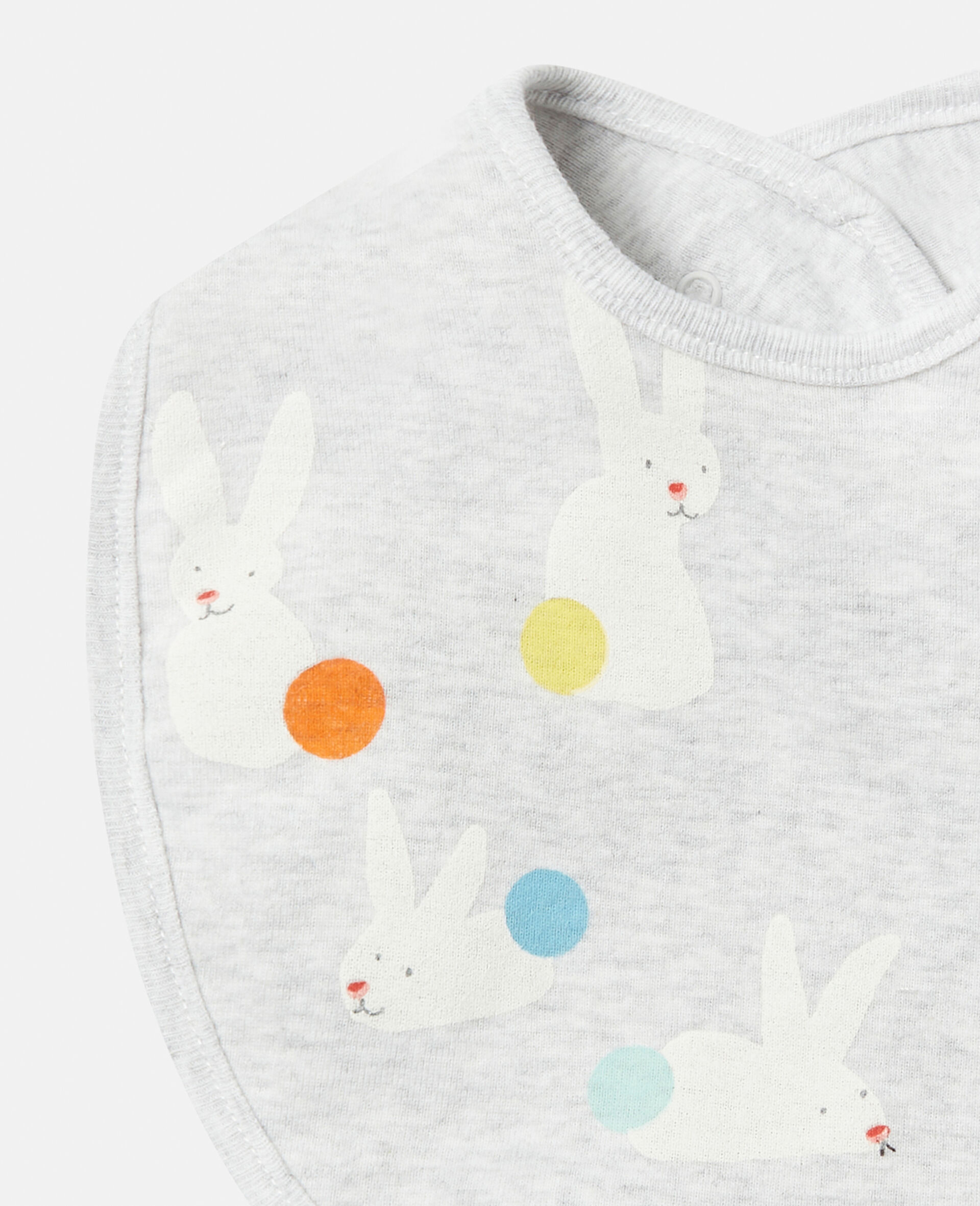 Bunny Print Bibs Set-Grey-large image number 2