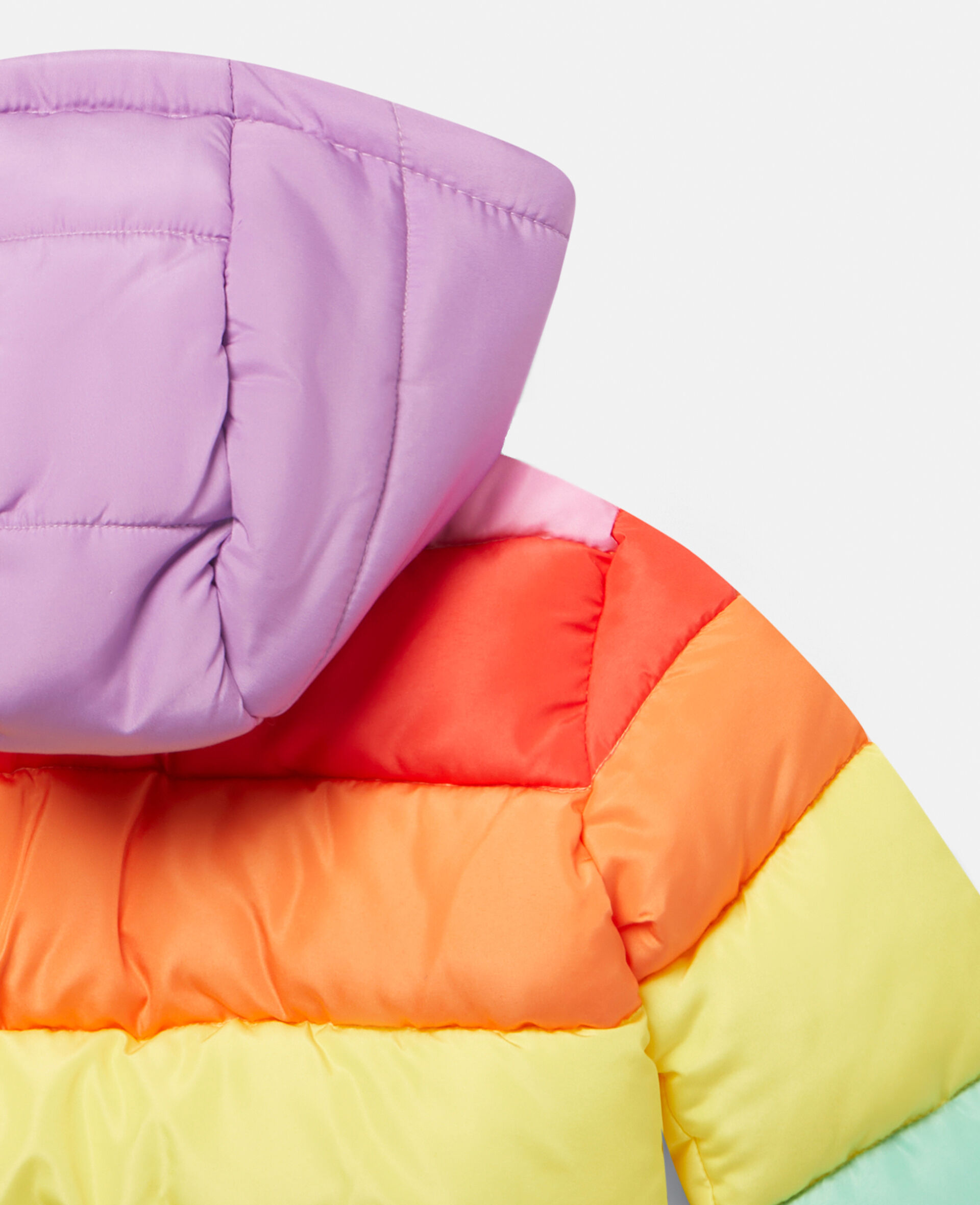 Rainbow Striped Puffer Jacket-Multicoloured-large image number 2