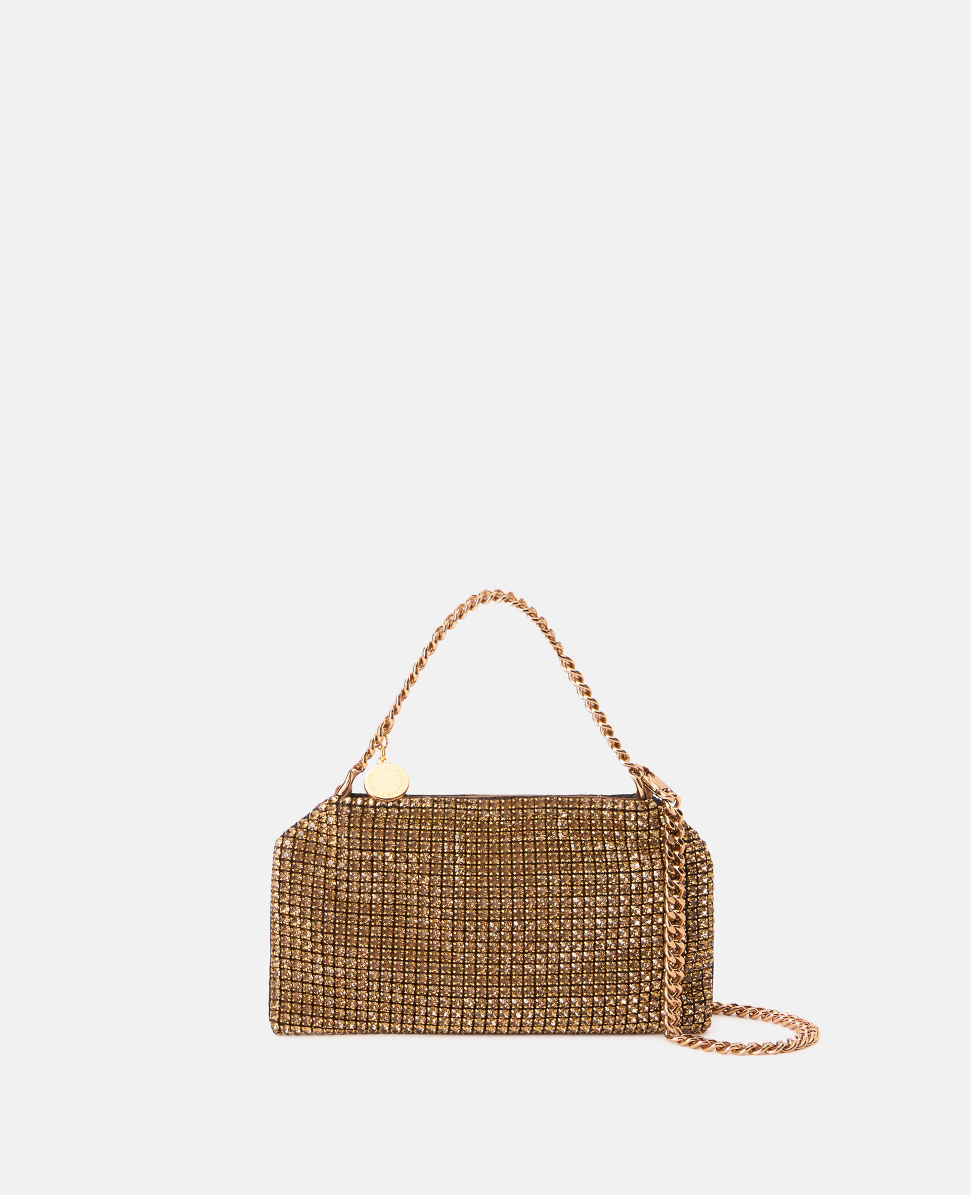 Women Metallic brown Falabella Crystal Mesh Shoulder Bag Stella