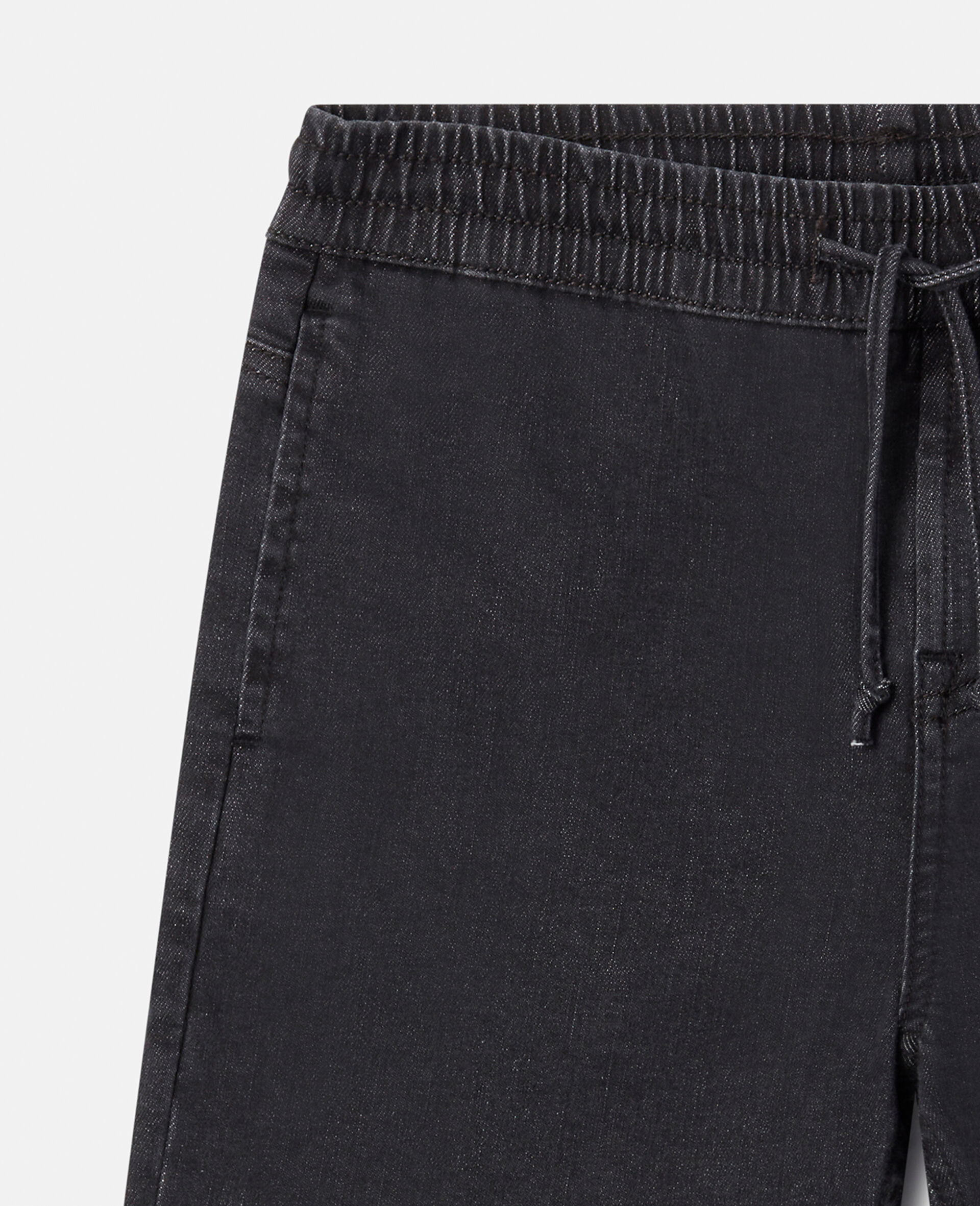 Drawstring Denim Shorts-Black-large image number 1